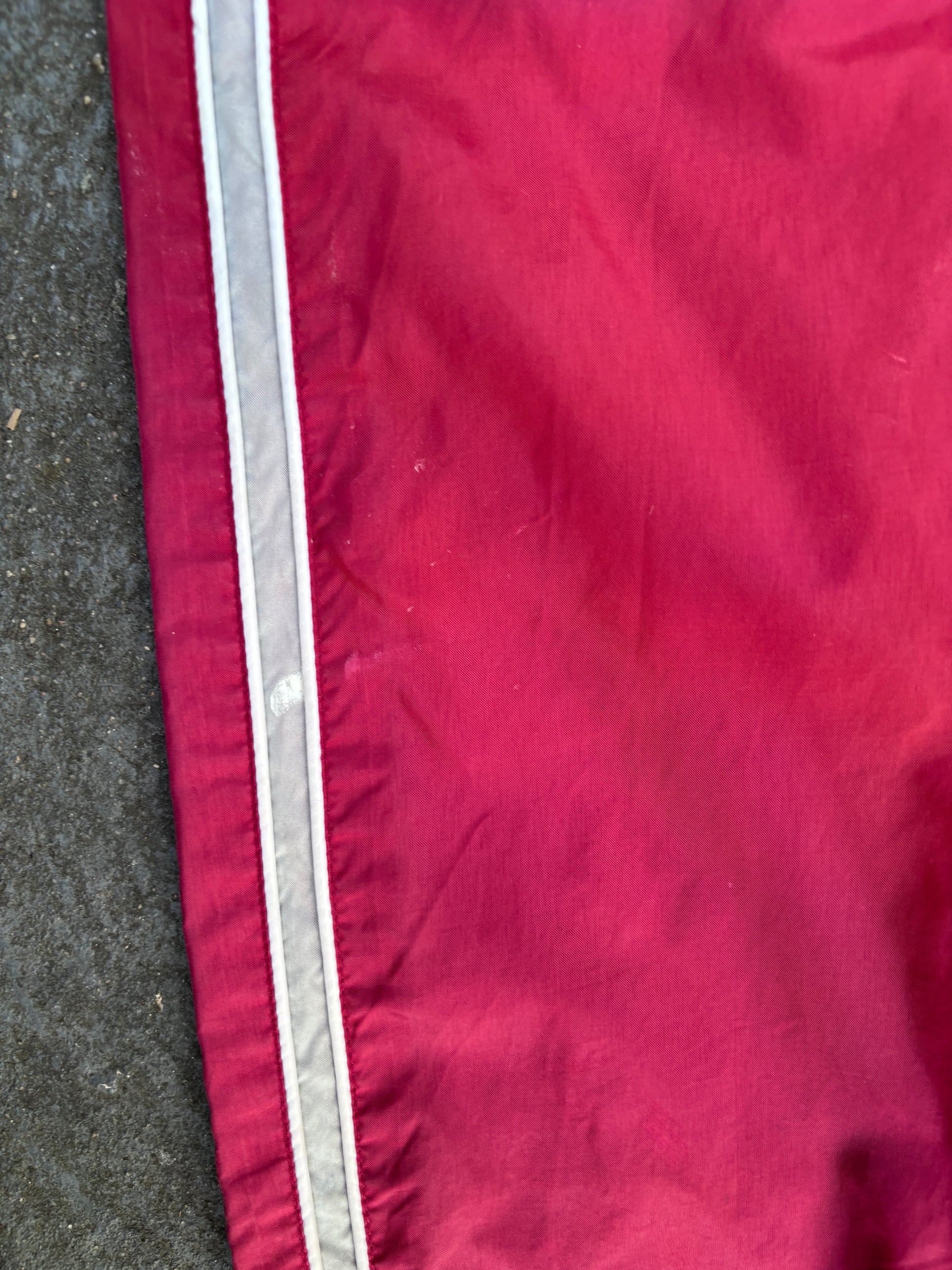 Vintage Y2K Nike Track Pants Womens M Red Grey White Detail Wide Leg Ankle Zip Logo