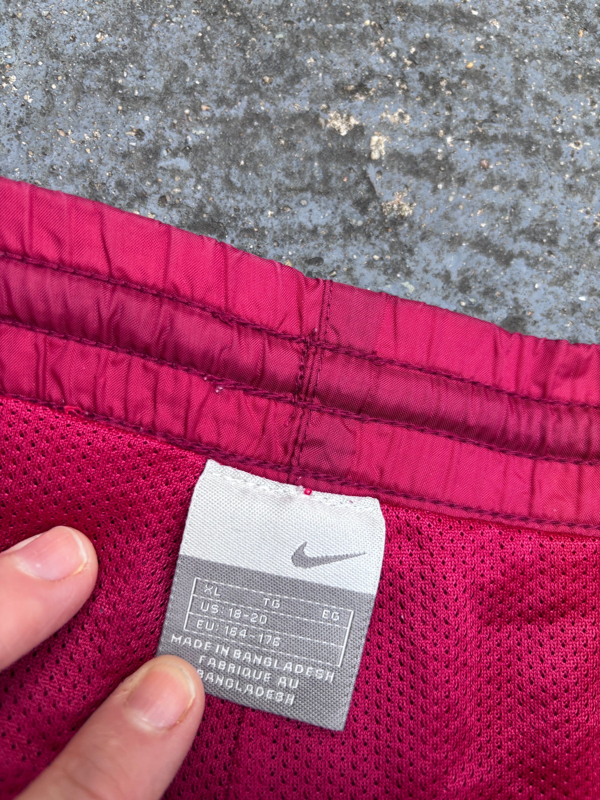 Vintage Y2K Nike Track Pants Womens M Red Grey White Detail Wide Leg Ankle Zip Logo