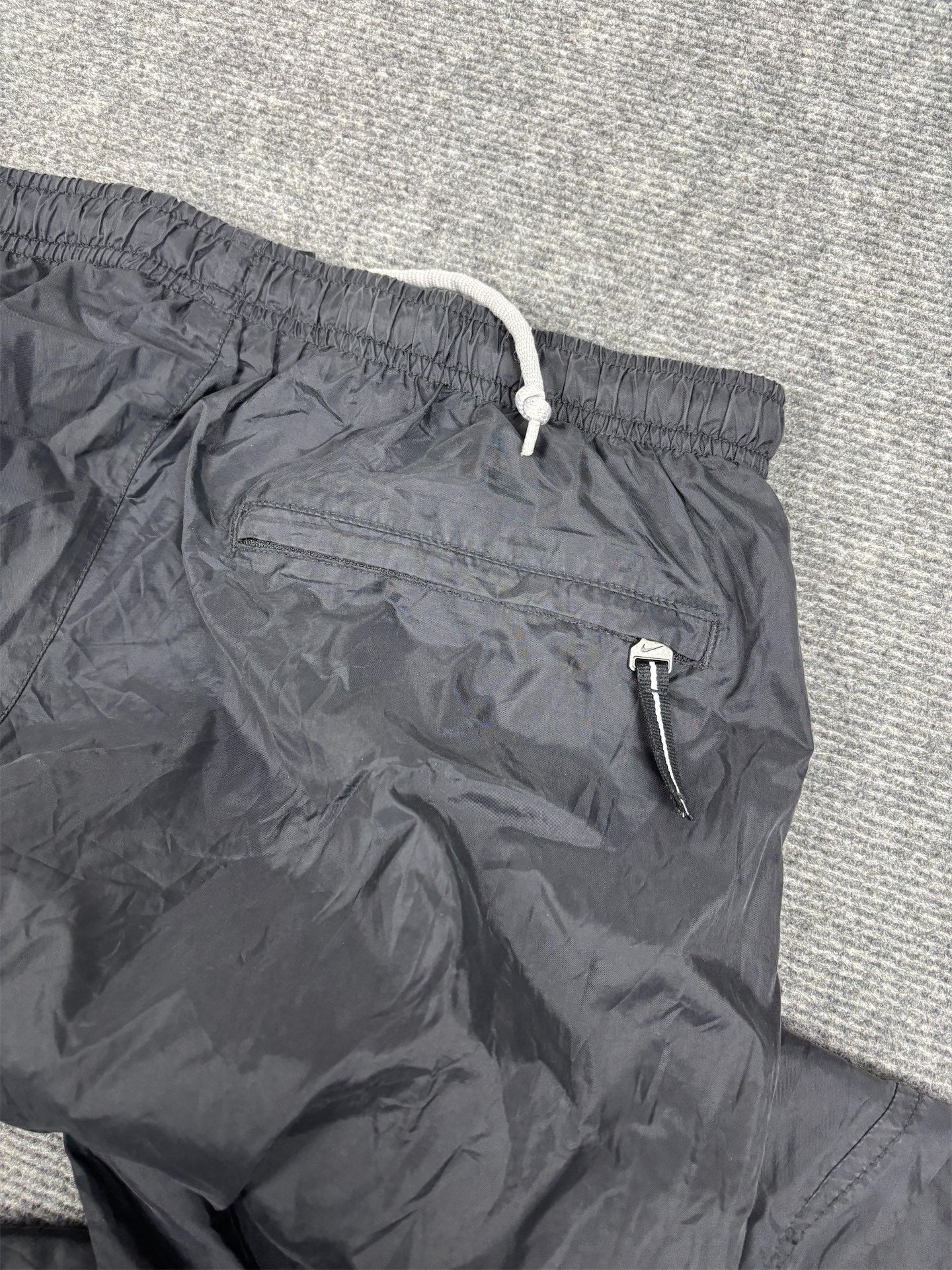 Vintage Y2K Nike Track Pants Men's L Black Grey Swoosh Panel Baggy Joggers
