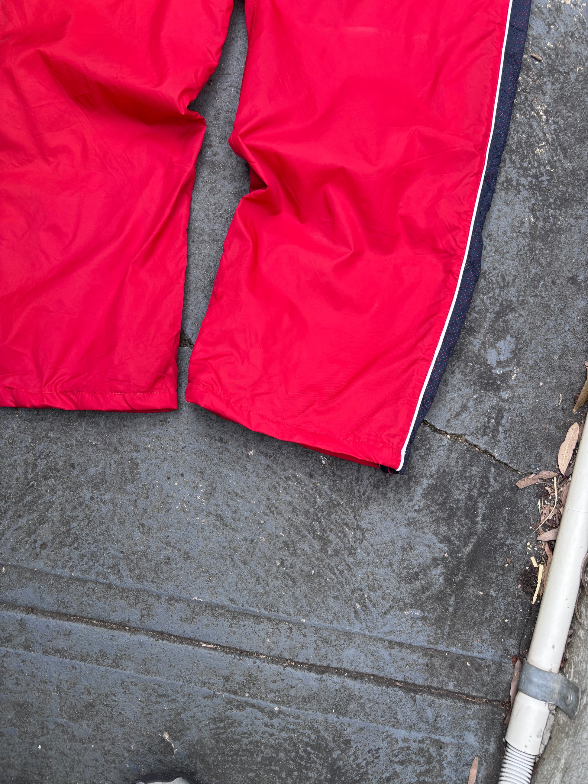 Vintage Y2K Nike Track Pants XL Red White Navy Detail Super Wide Leg Windbreaker