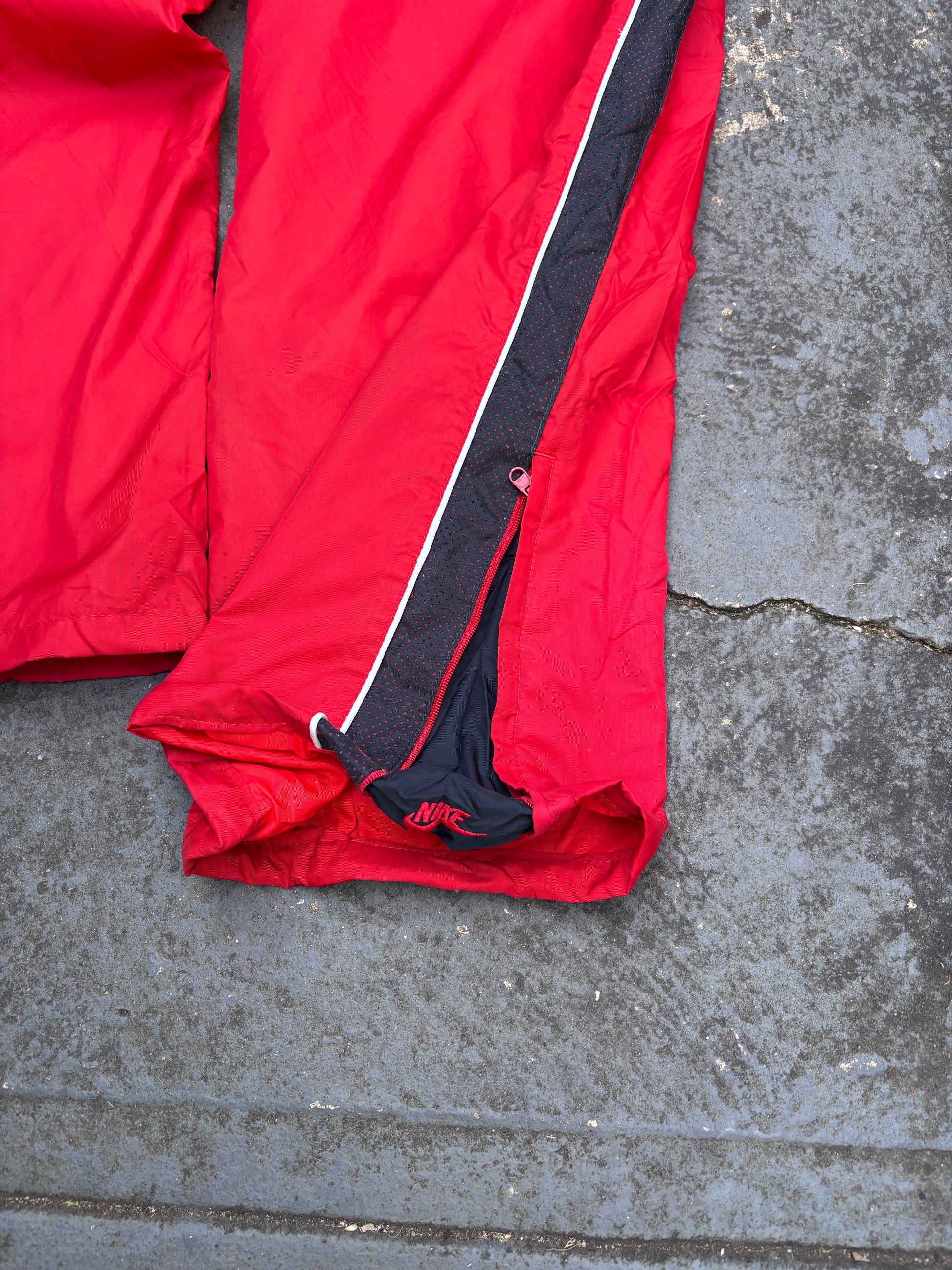 Vintage Y2K Nike Track Pants XL Red White Navy Detail Super Wide Leg Windbreaker