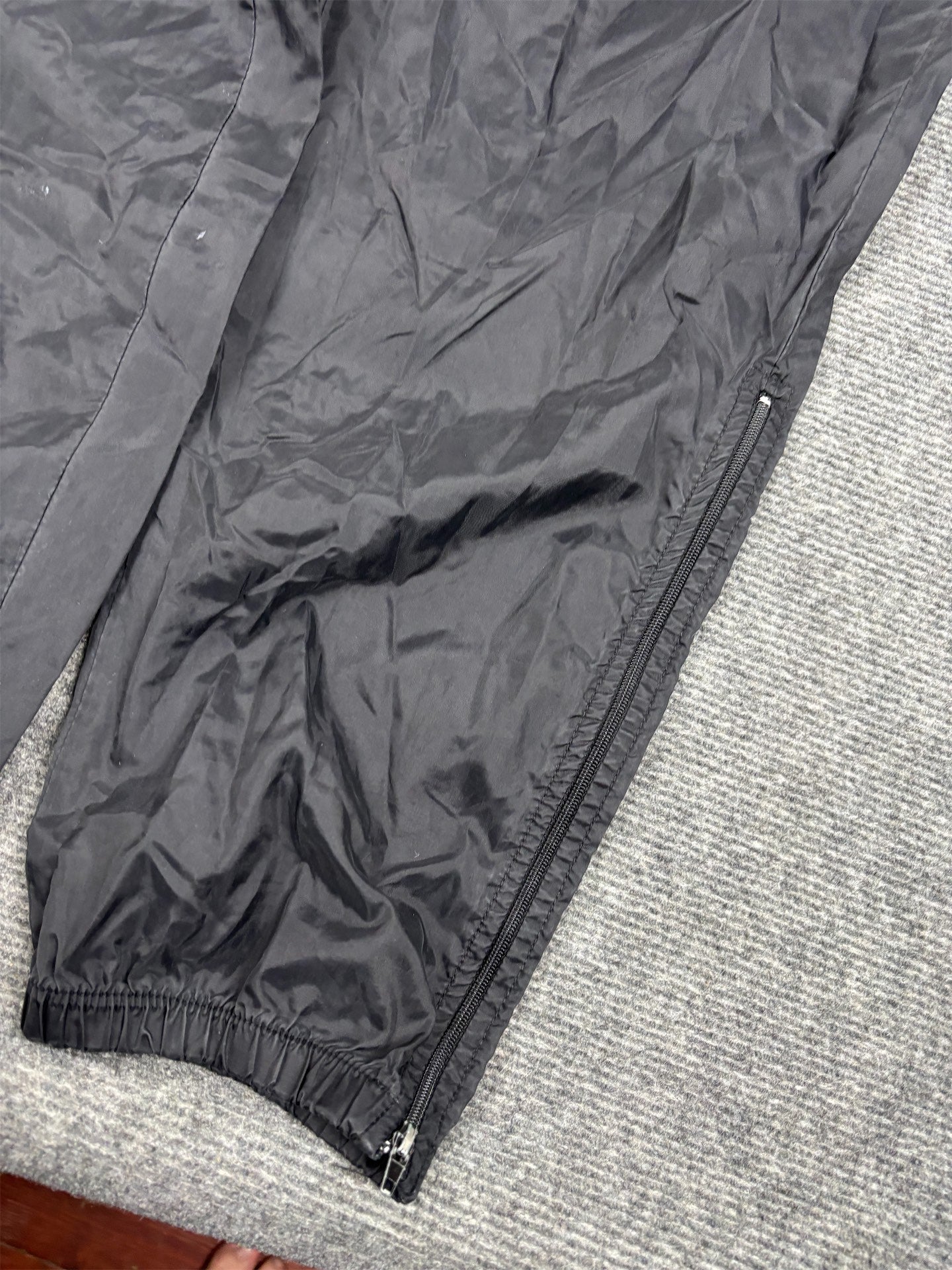 Vintage 90's Nike Track Pants Women's L Double Black Hip Swoosh Cuffed Joggers