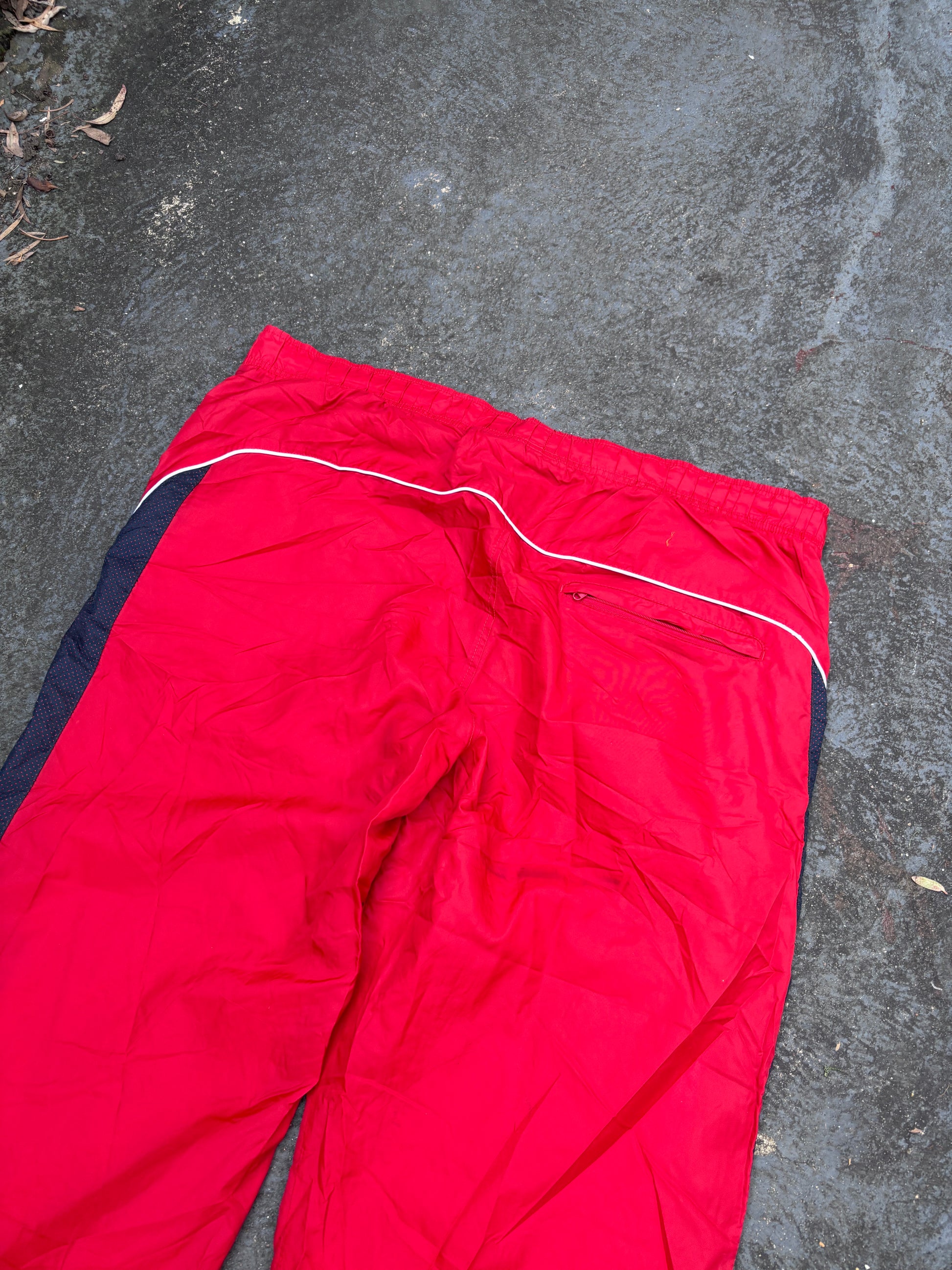 Vintage Y2K Nike Track Pants XL Red White Navy Detail Super Wide Leg Windbreaker
