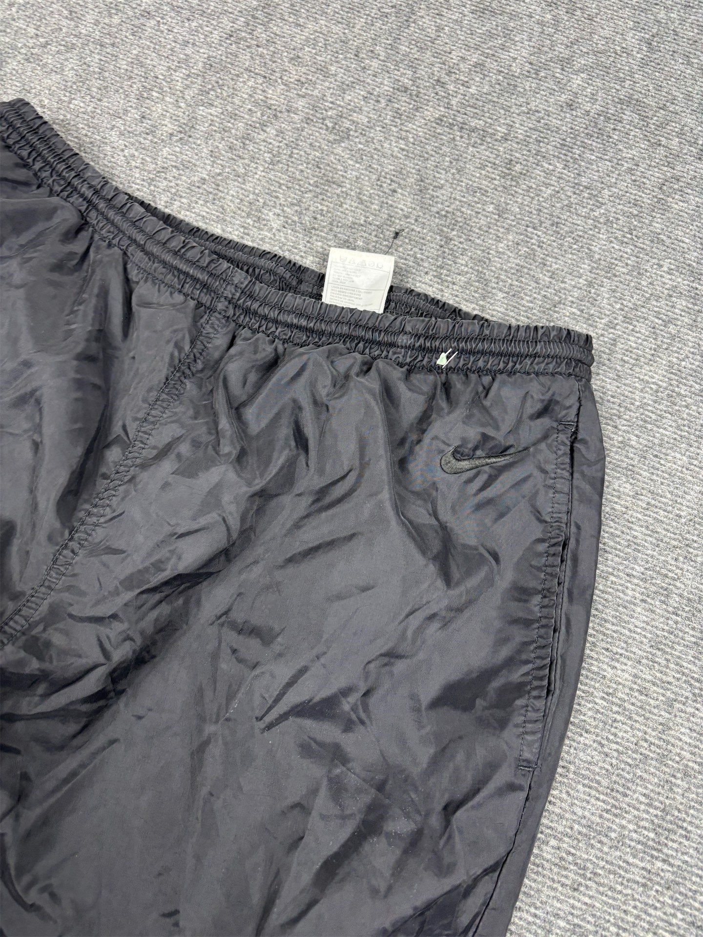 Vintage 90's Nike Track Pants Women's L Double Black Hip Swoosh Cuffed Joggers