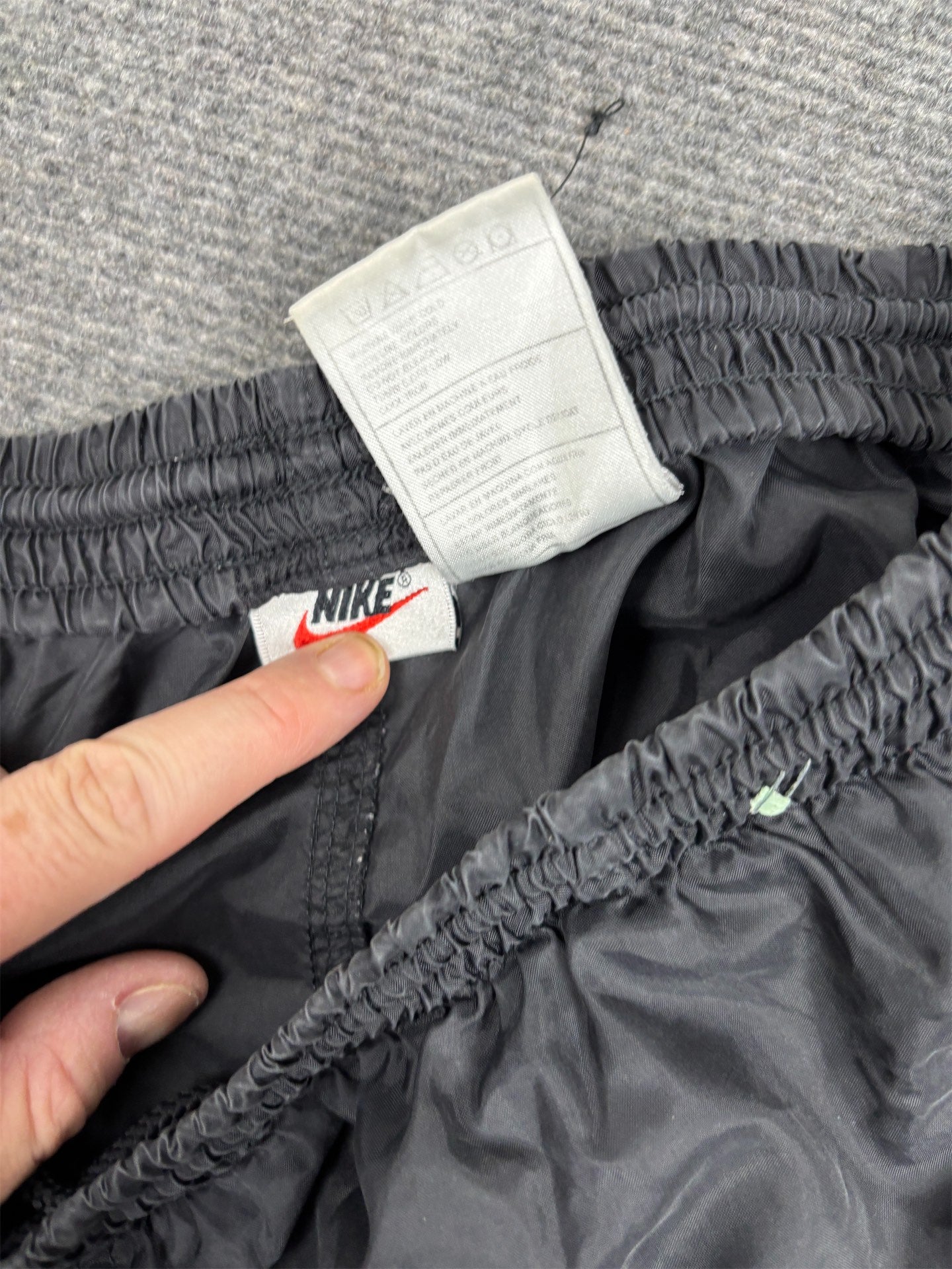 Vintage 90's Nike Track Pants Women's L Double Black Hip Swoosh Cuffed Joggers