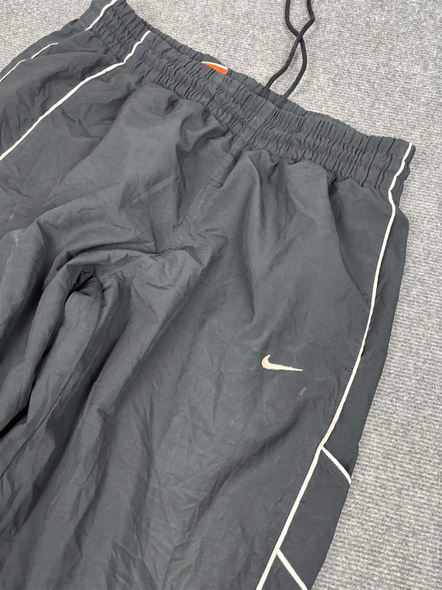 Vintage Y2K Nike Track Pants Men's L Black White Double Piping Swoosh Baggy Joggers