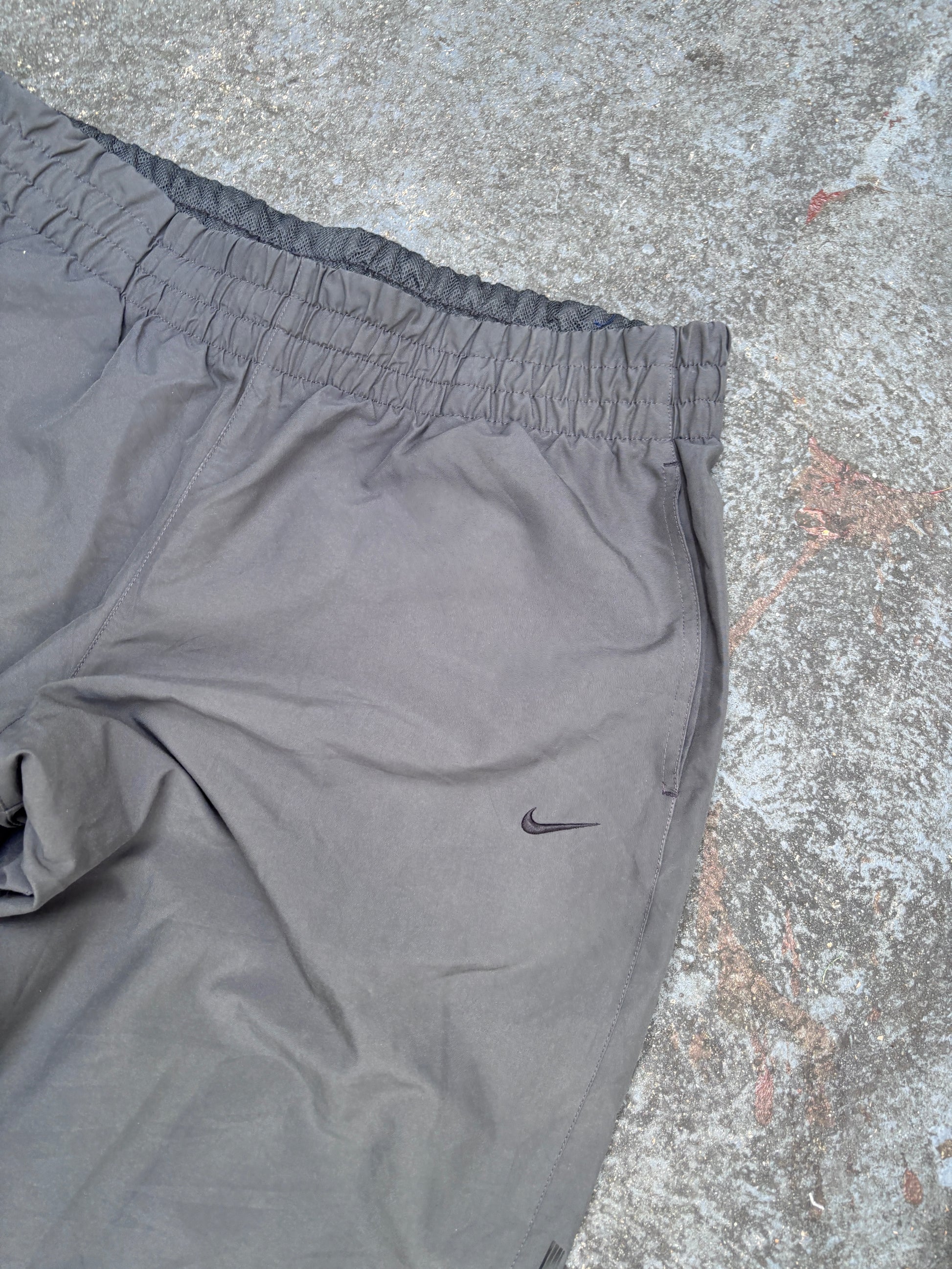Vintage Y2K Nike Track Pants Tagged XXL Grey Black Detail Spell Out Windbreakers