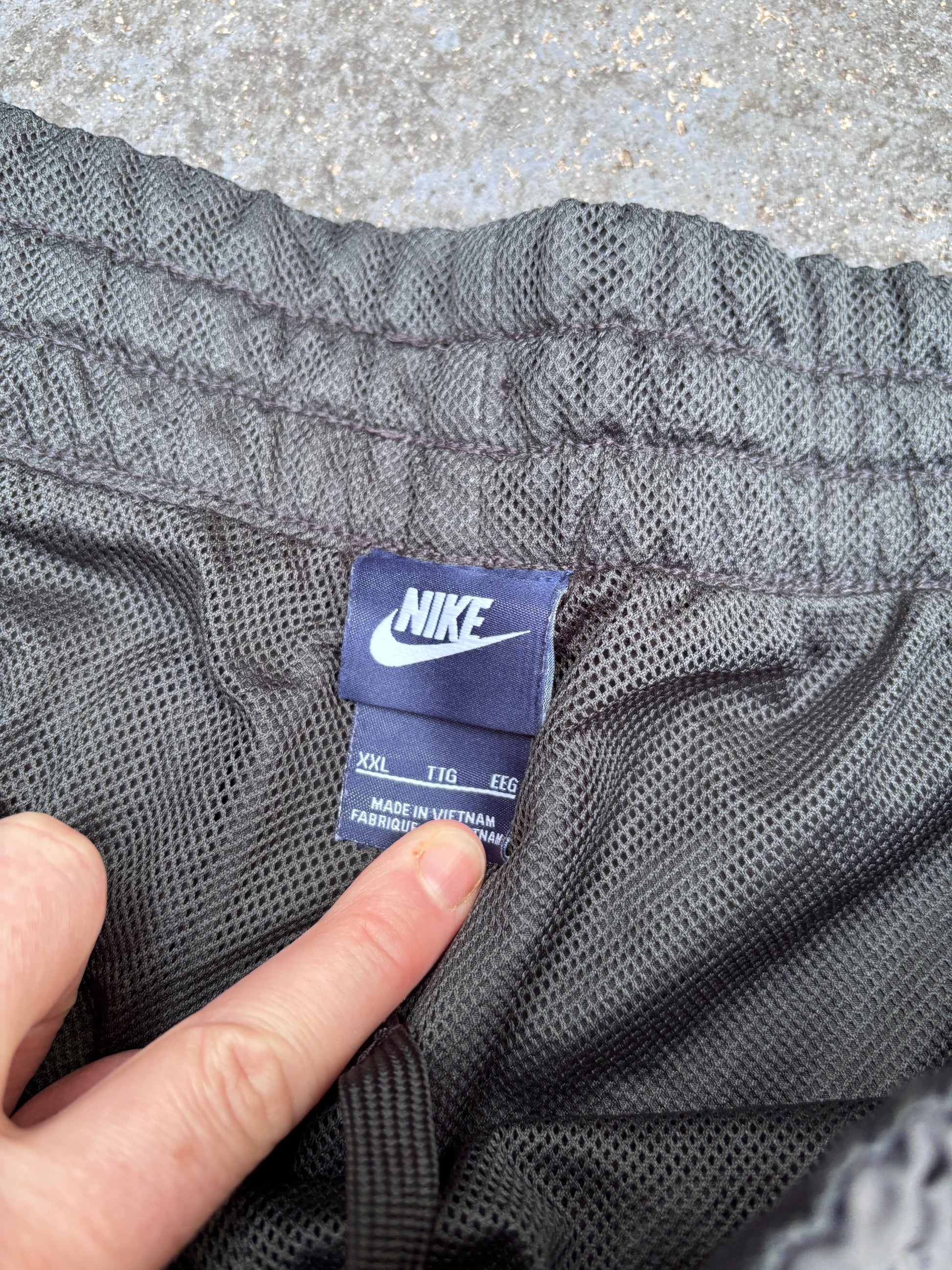 Vintage Y2K Nike Track Pants Tagged XXL Grey Black Detail Spell Out Windbreakers