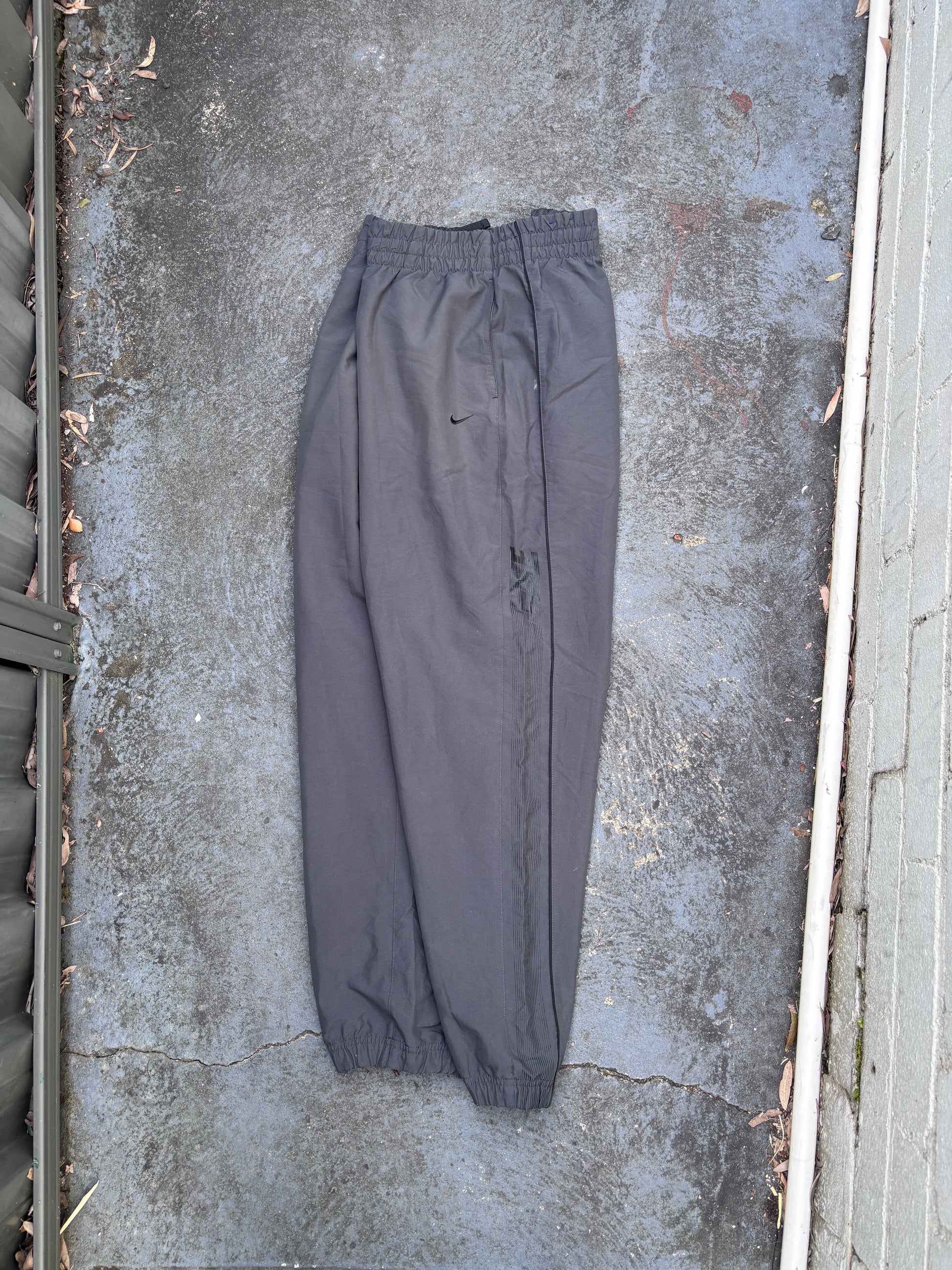 Vintage Y2K Nike Track Pants Tagged XXL Grey Black Detail Spell Out Windbreakers