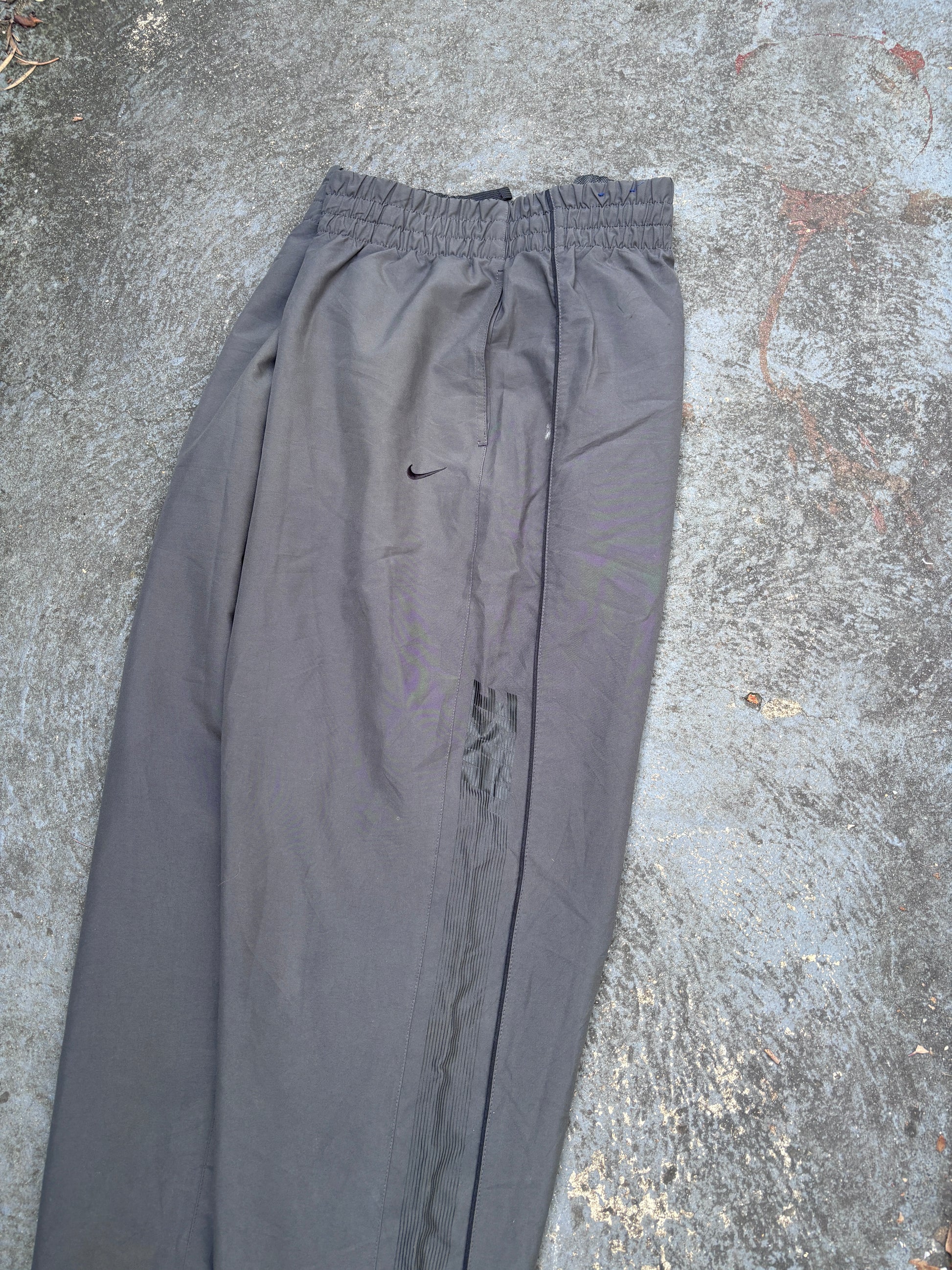 Vintage Y2K Nike Track Pants Tagged XXL Grey Black Detail Spell Out Windbreakers