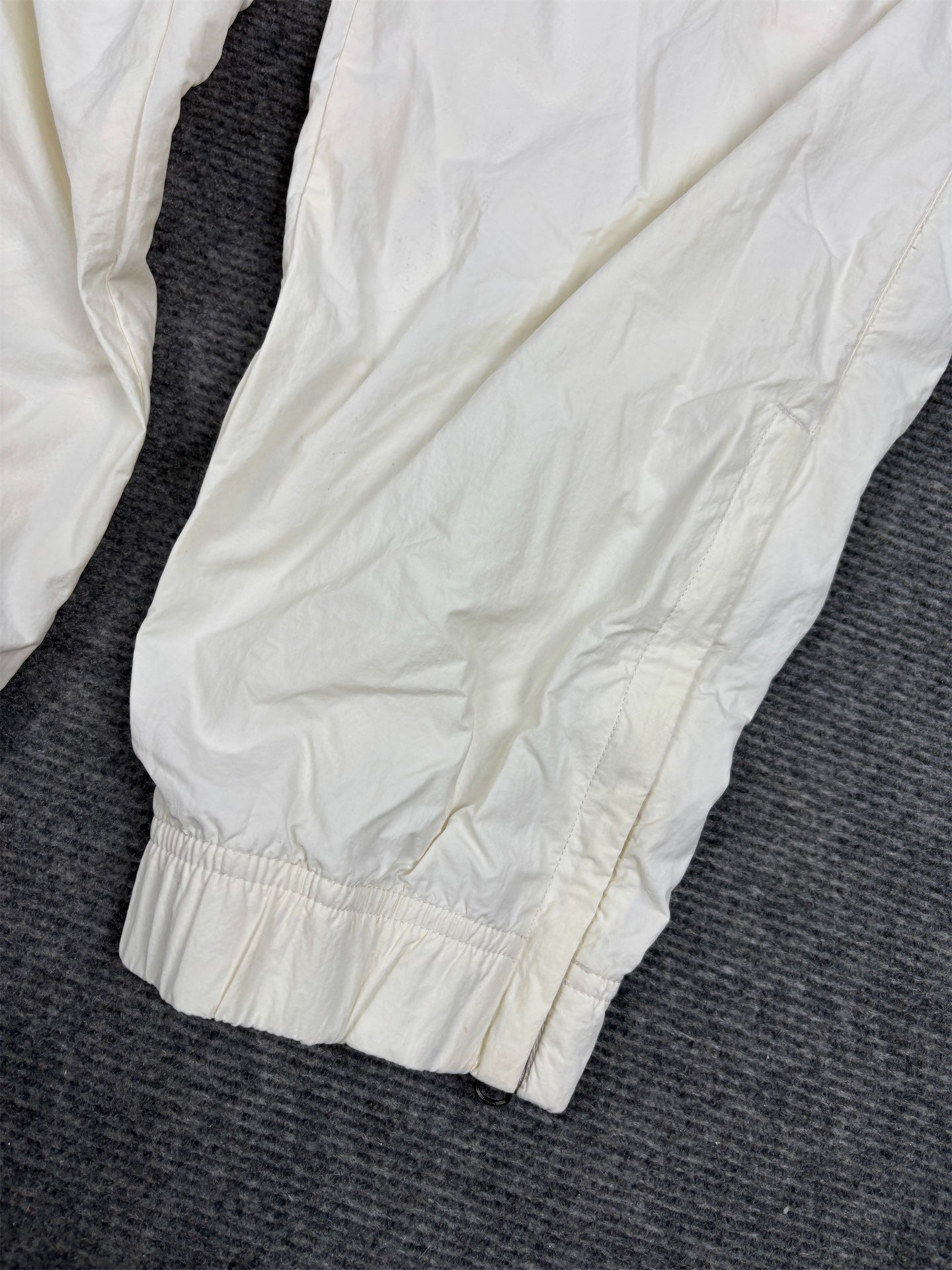 Classic Nike Track Pants Men's S Double White Cream White Swoosh Nylon Joggers