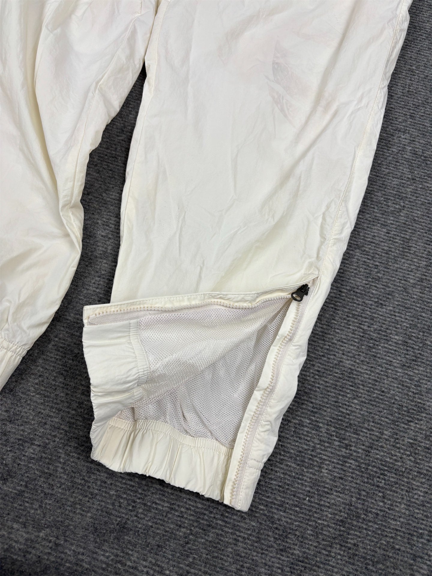 Classic Nike Track Pants Men's S Double White Cream White Swoosh Nylon Joggers