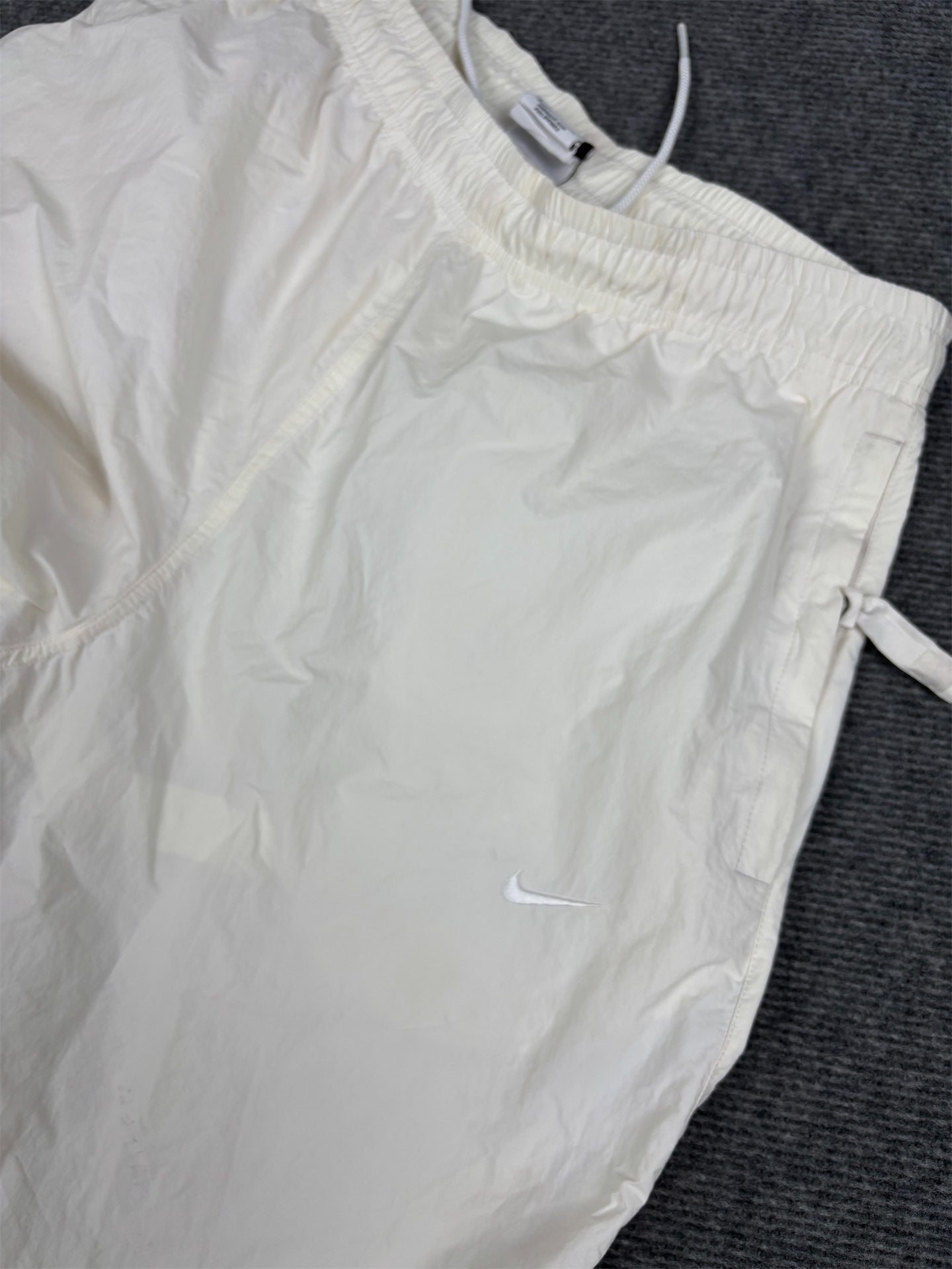 Classic Nike Track Pants Men's S Double White Cream White Swoosh Nylon Joggers