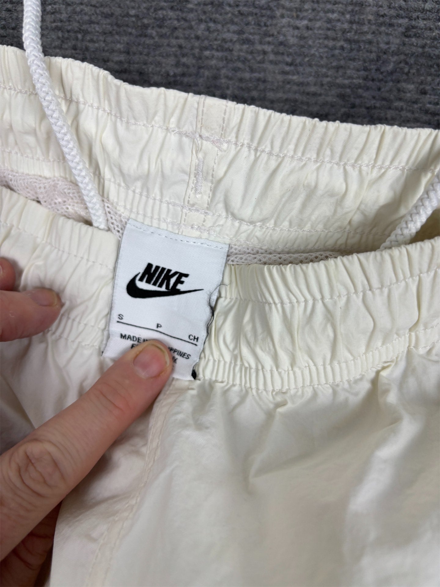 Classic Nike Track Pants Men's S Double White Cream White Swoosh Nylon Joggers