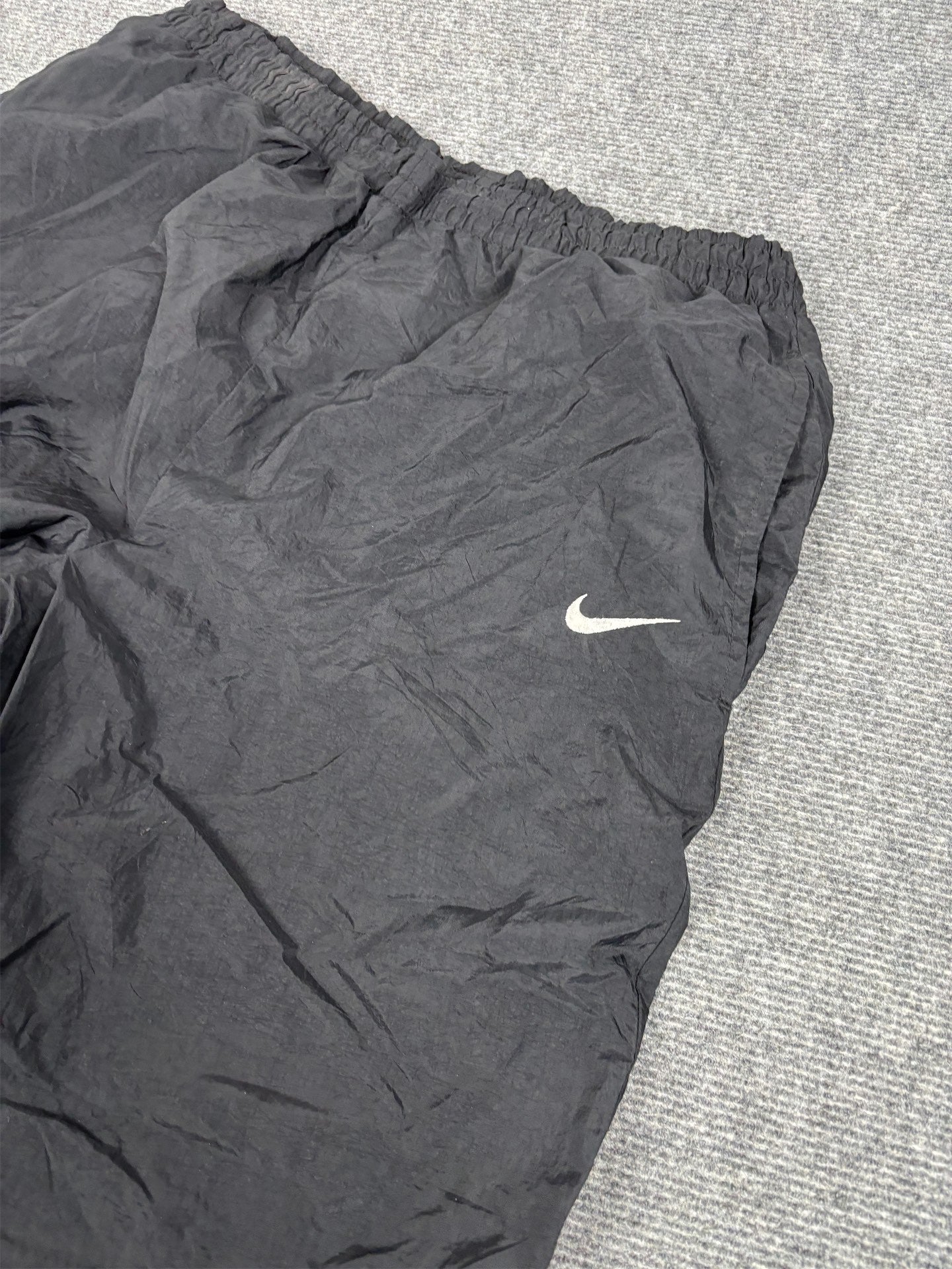 Vintage 90's Nike Track Pants Men's M Black White Swoosh Nylon Joggers