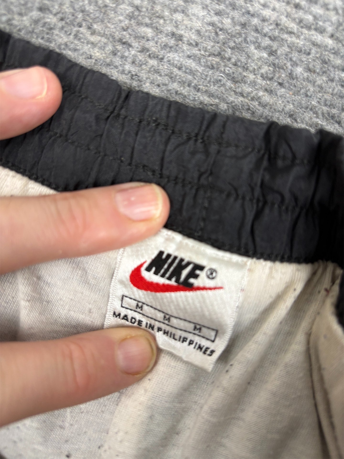 Vintage 90's Nike Track Pants Men's M Black White Swoosh Nylon Joggers