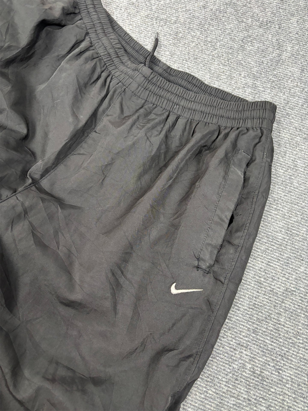Vintage 90's Nike Premier Track Pants Men's M Black White Swoosh Piping Baggy Joggers