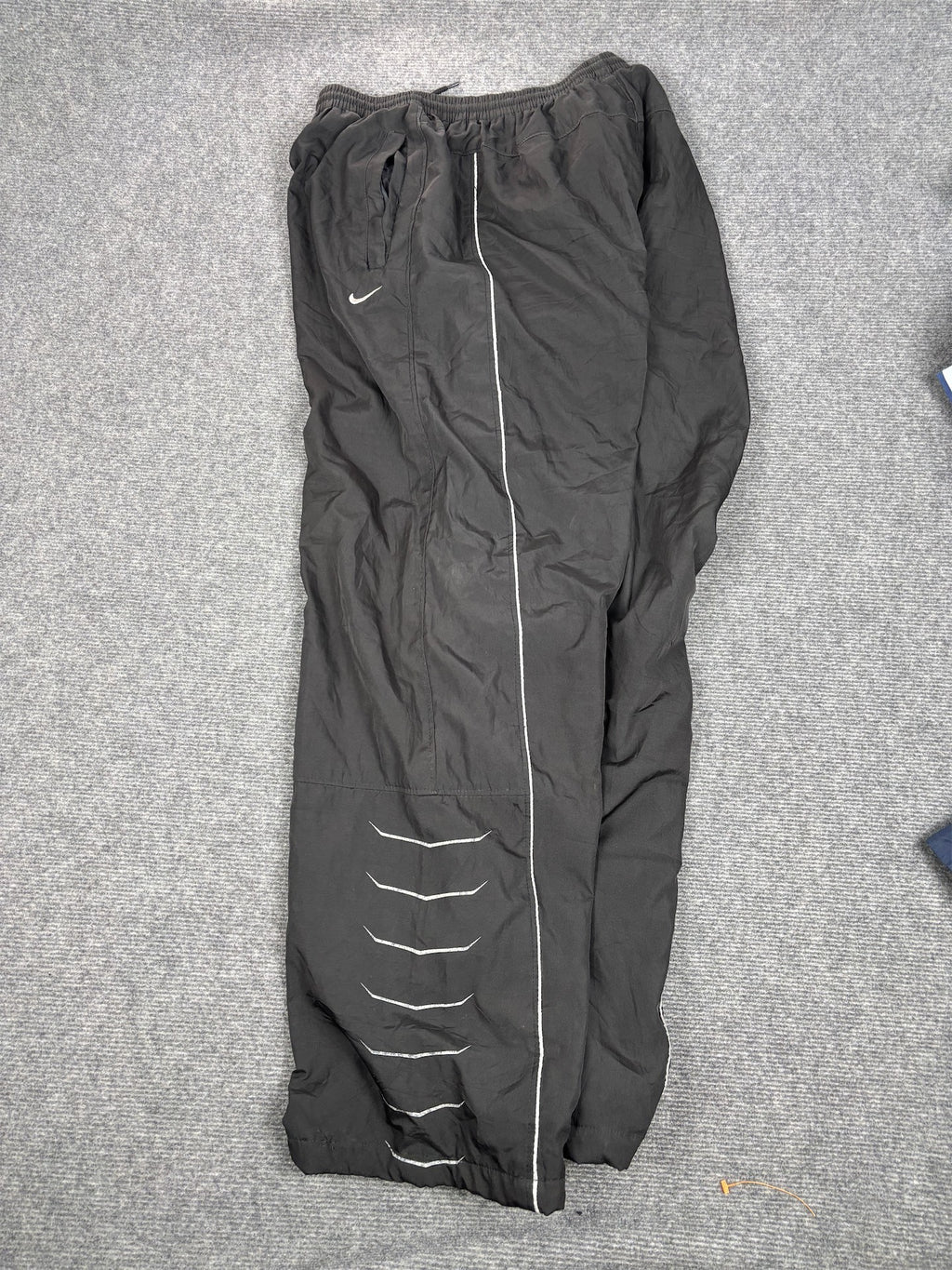 Vintage 90's Nike Premier Track Pants Men's M Black White Swoosh Piping Baggy Joggers
