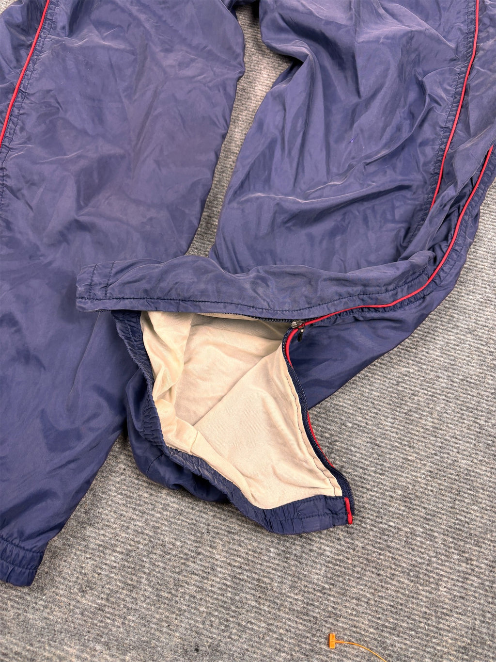 Vintage 90's Nike Track Pants Men's L Navy Red Double Piping Swoosh Baggy Joggers
