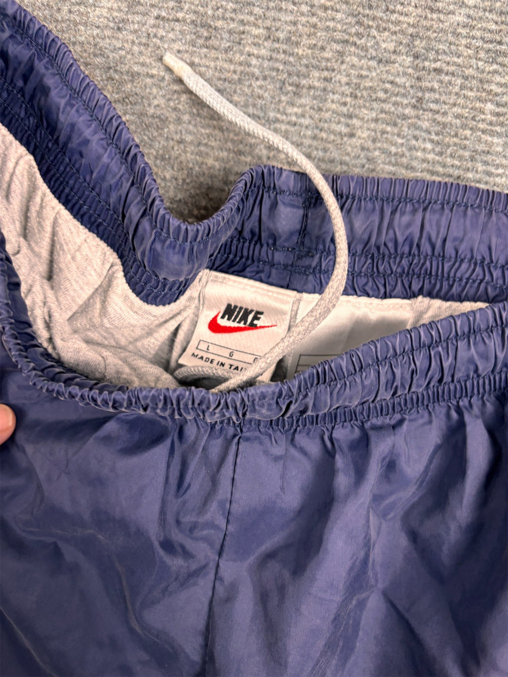 Vintage 90's Nike Track Pants Men's L Navy Red Double Piping Swoosh Baggy Joggers