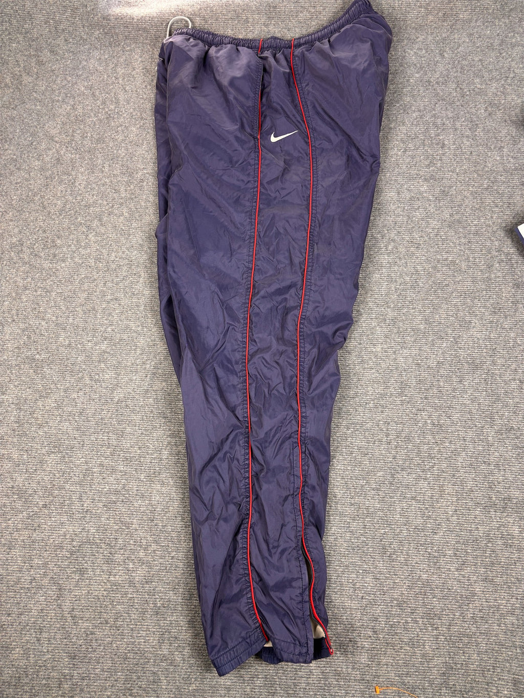 Vintage 90's Nike Track Pants Men's L Navy Red Double Piping Swoosh Baggy Joggers