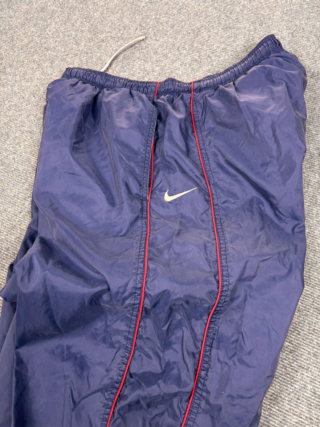 Vintage 90's Nike Track Pants Men's L Navy Red Double Piping Swoosh Baggy Joggers