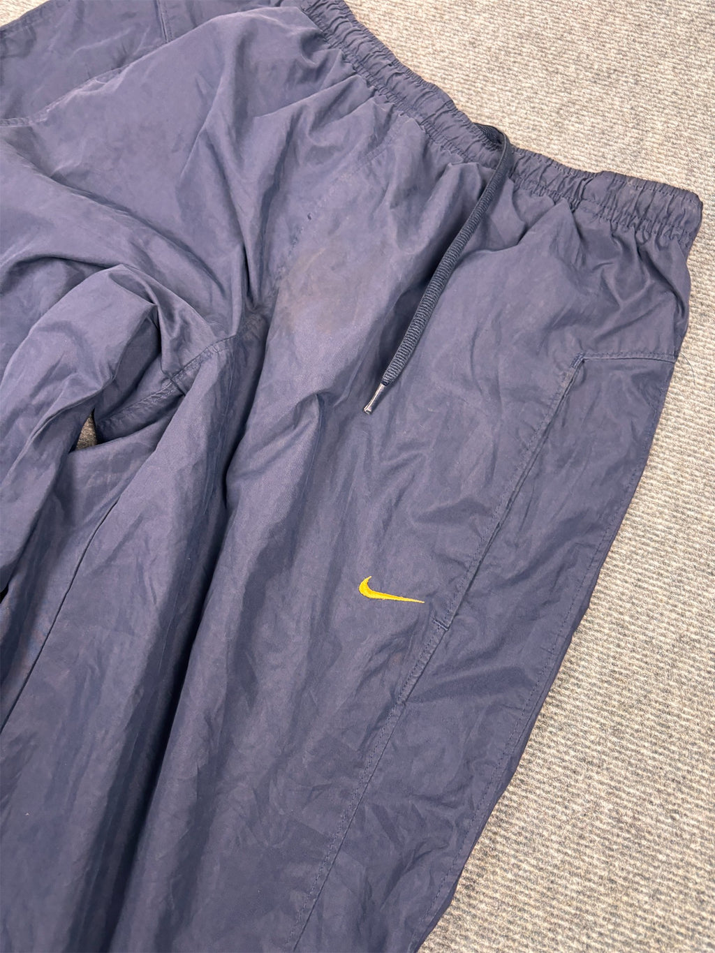 Vintage Y2K Nike Track Pants Men's L Navay Orange Swoosh Ankle Zips Baggy Joggers