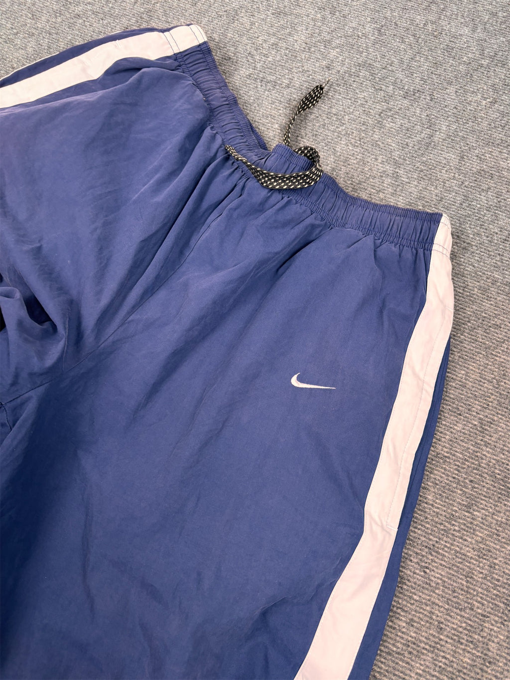 Vintage Y2K Nike Track Pants Men's XL Navy Blue Swoosh Piping Heavy Baggy Joggers