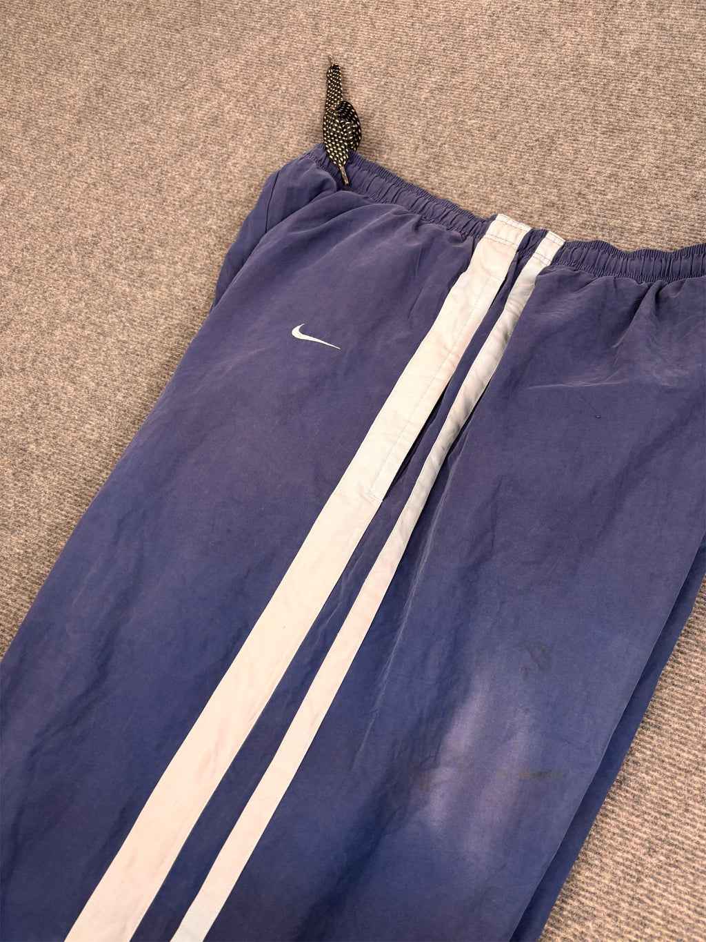 Vintage Y2K Nike Track Pants Men's XL Navy Blue Swoosh Piping Heavy Baggy Joggers