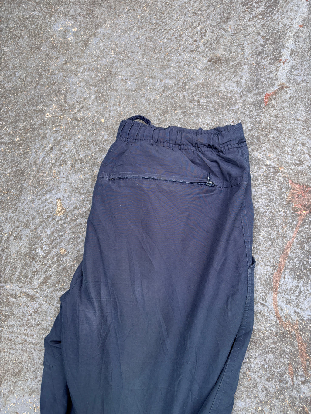 Vintage Y2K Nike Track Pants S Navy White Logo & Piping Wide Leg Windbreakers