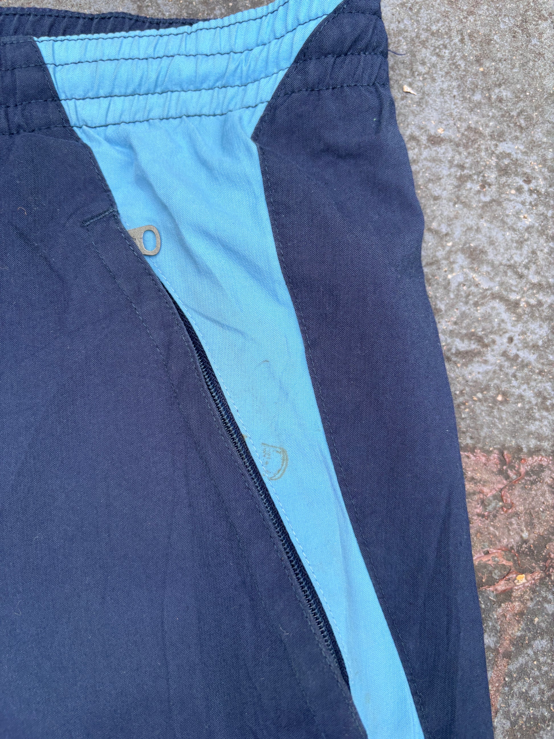 Vintage Y2K Nike Football Track Pants L Navy Blue Detail Wide Leg Windbreakers