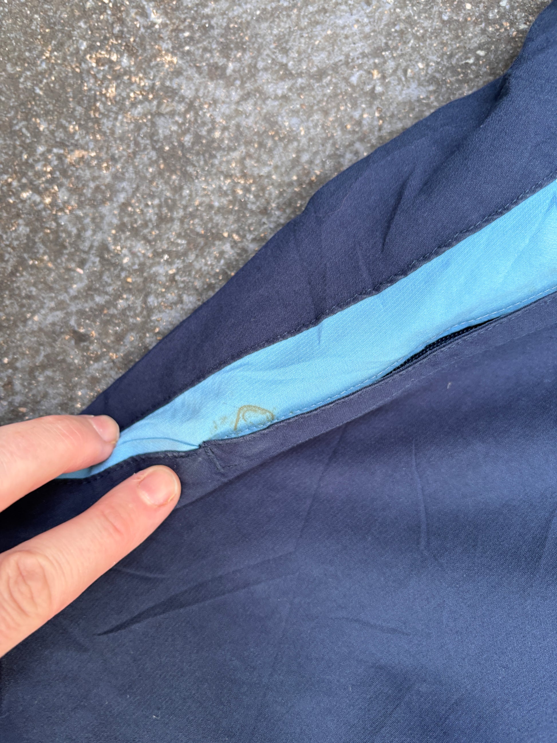 Vintage Y2K Nike Football Track Pants L Navy Blue Detail Wide Leg Windbreakers