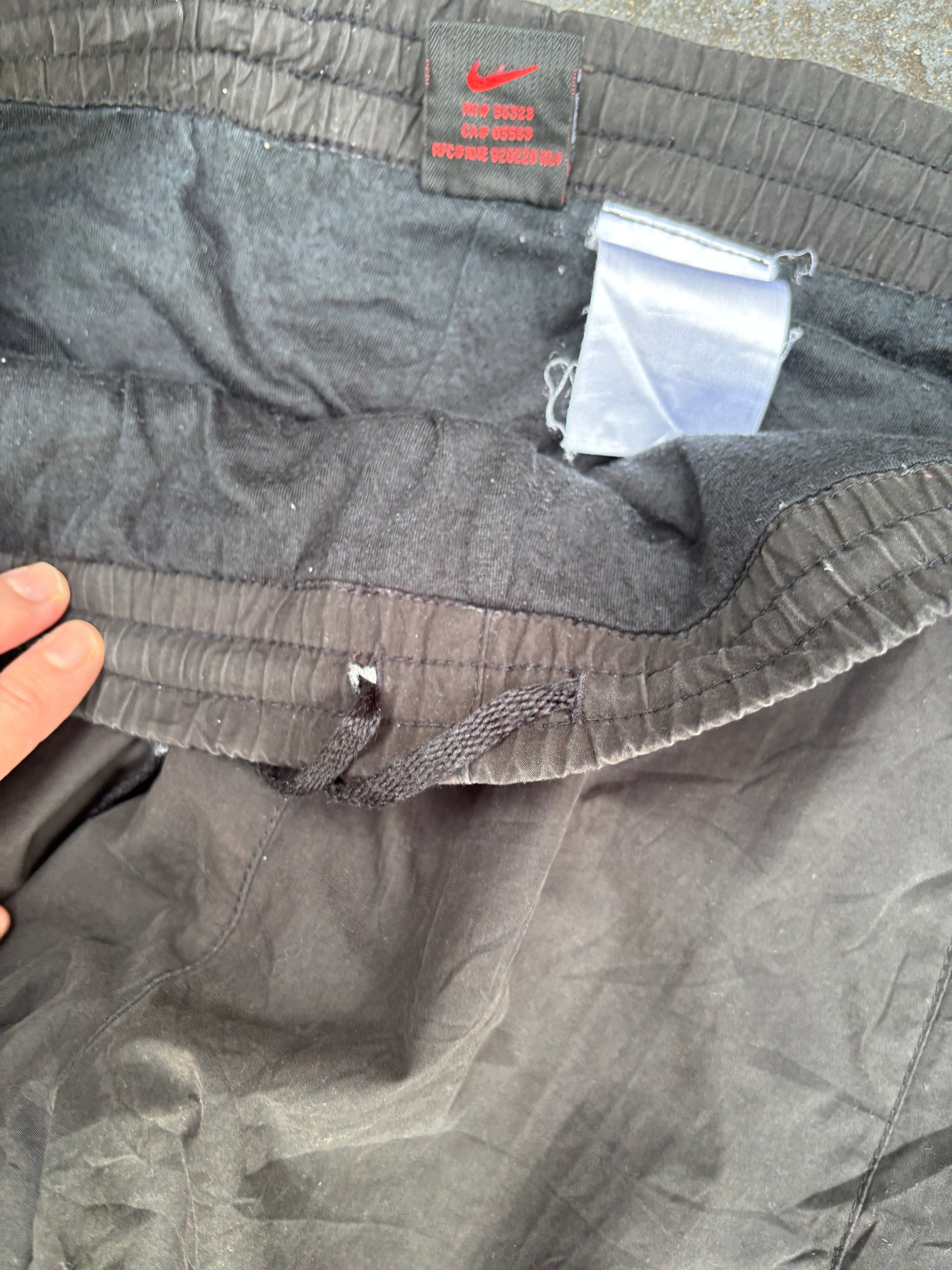 Vintage 90s Nike Track Pants S Black White Double Swoosh Pocket & Leg Straight Leg