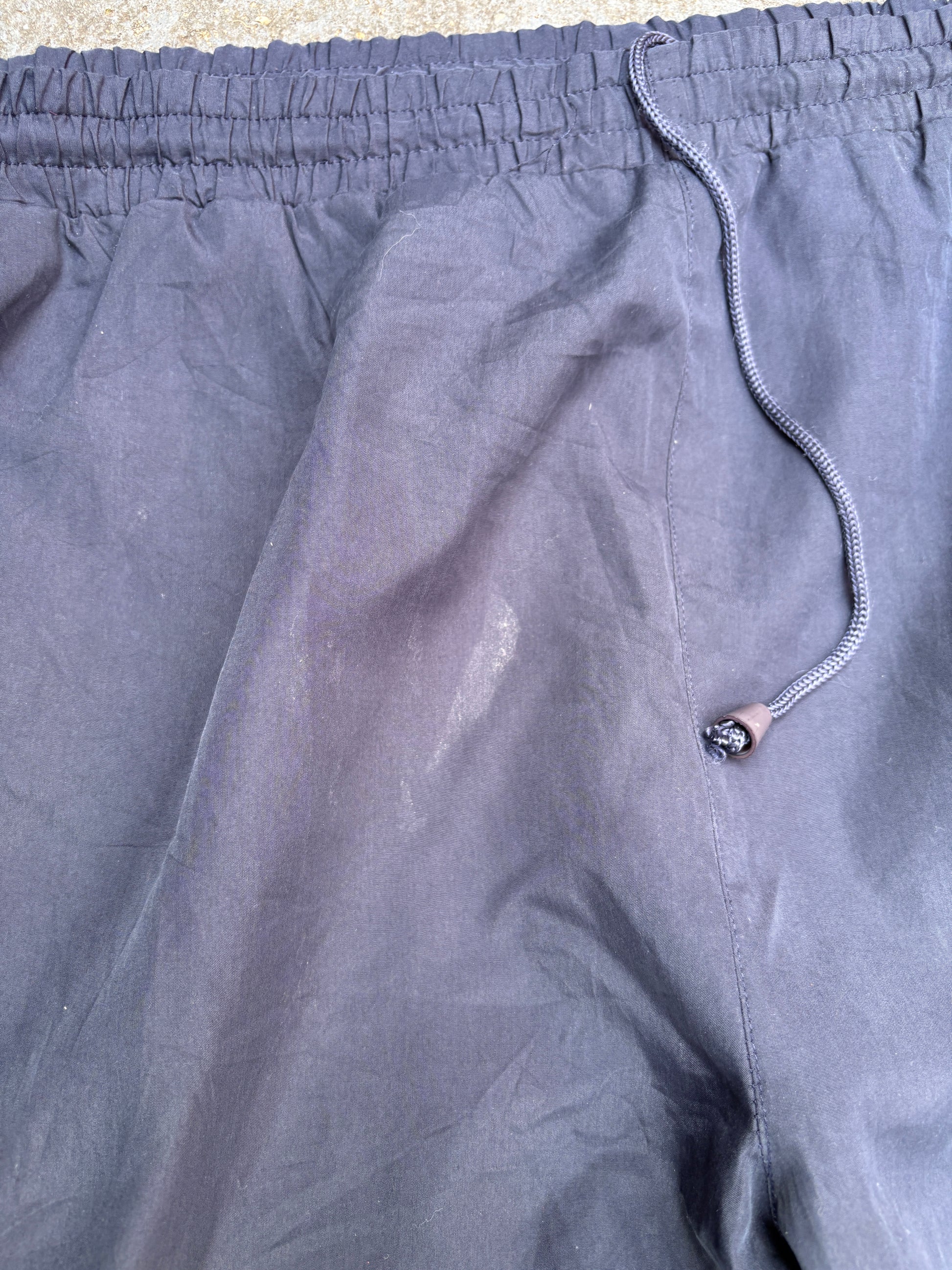 Vintage Y2K/90s Nike Track Pants XXL Navy White Detail Wide Leg Bungee Ankle Windbreakers