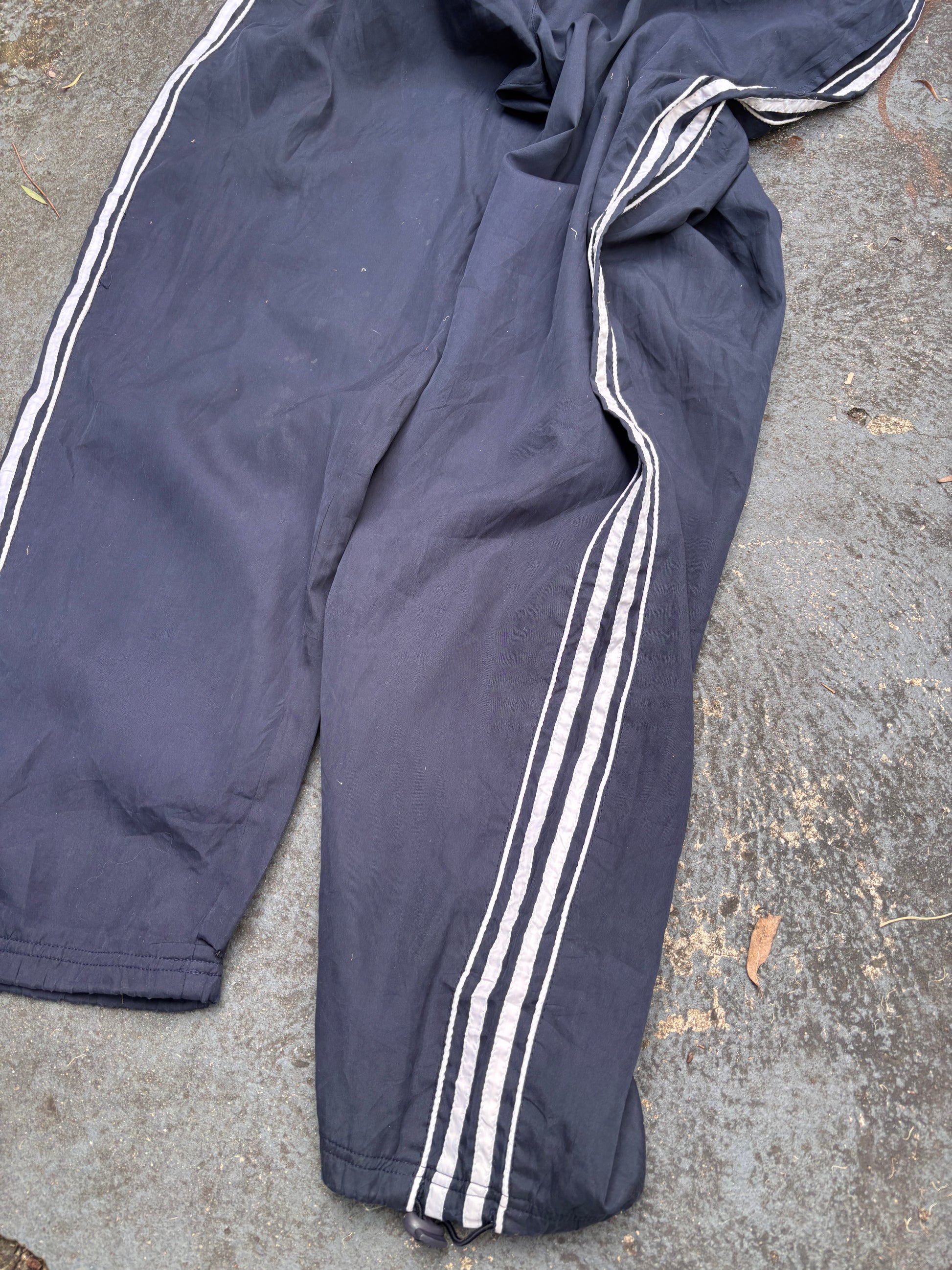 Vintage Y2K/90s Nike Track Pants XXL Navy White Detail Wide Leg Bungee Ankle Windbreakers