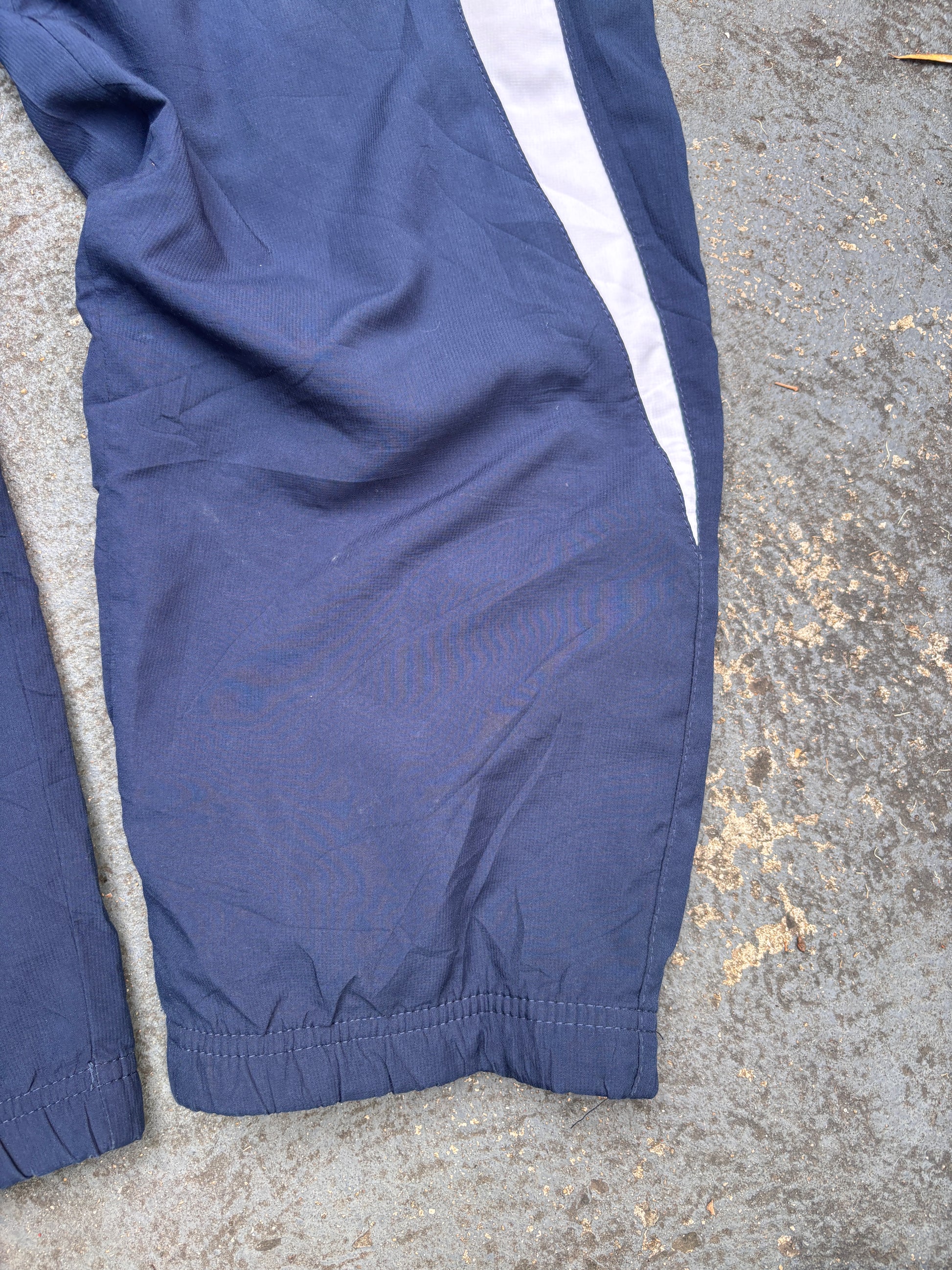 Vintage Y2K Nike Track Pants M Navy White Side Detail Wide Leg Nylon Windbreakers