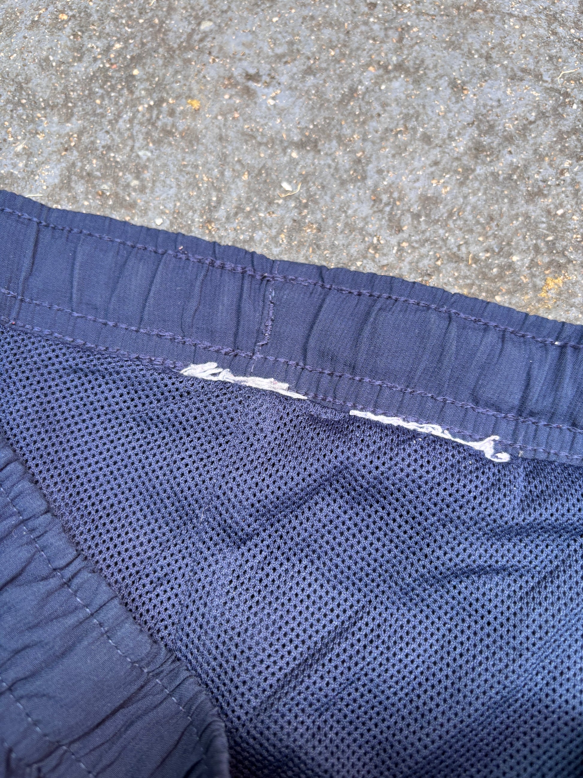 Vintage Y2K Nike Track Pants M Navy White Side Detail Wide Leg Nylon Windbreakers