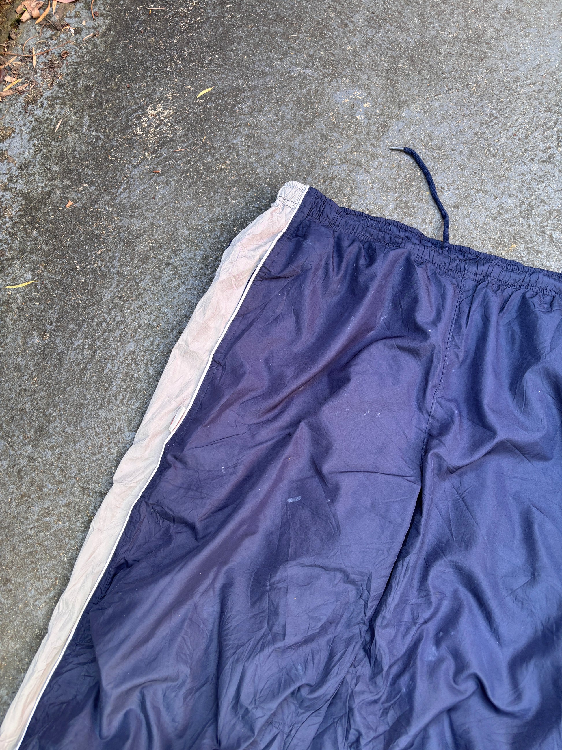 Vintage Y2K Nike Track Pants M Navy Grey Detail Classic Nylon Windbreakers