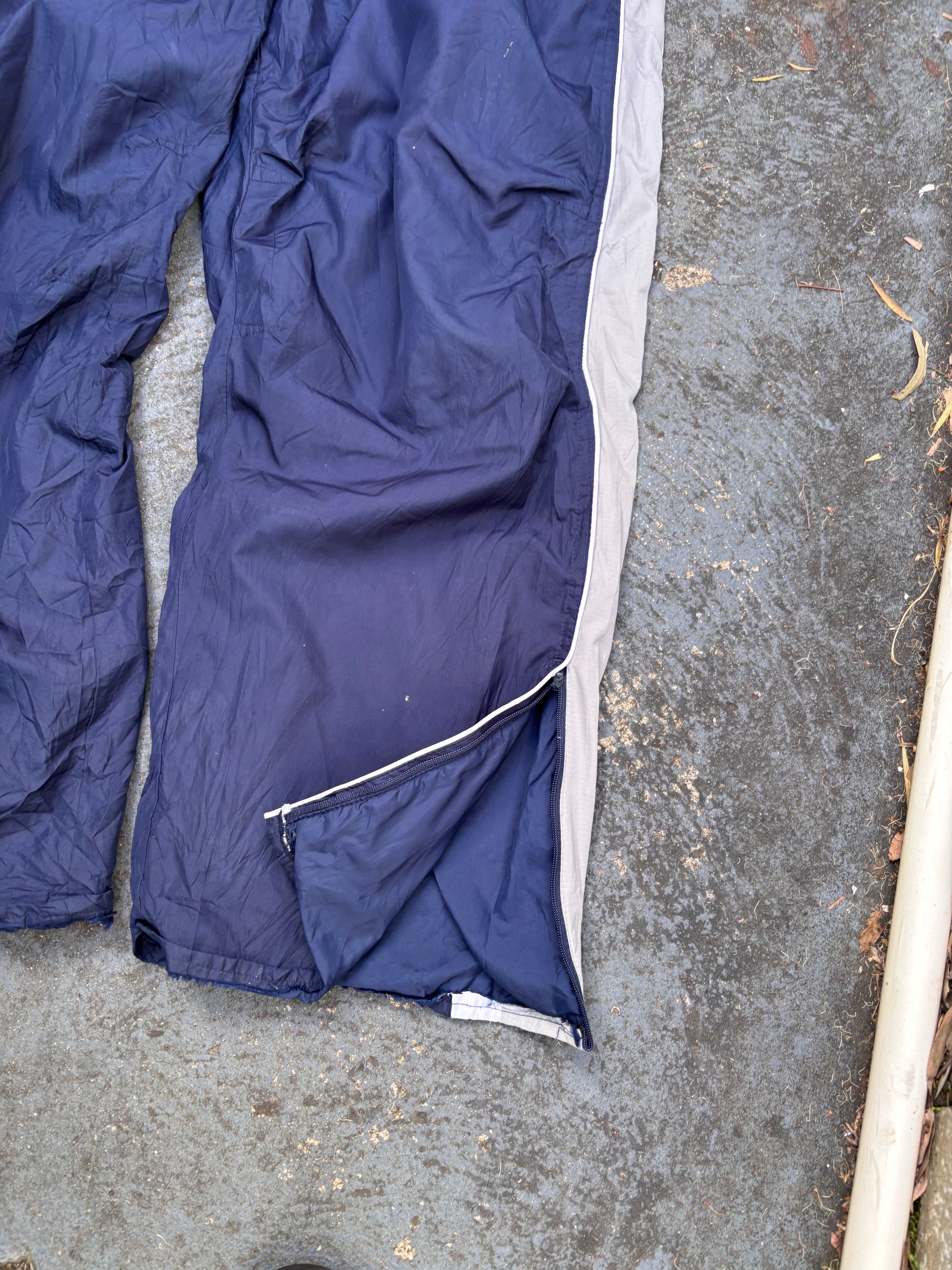 Vintage Y2K Nike Track Pants M Navy Grey Detail Classic Nylon Windbreakers