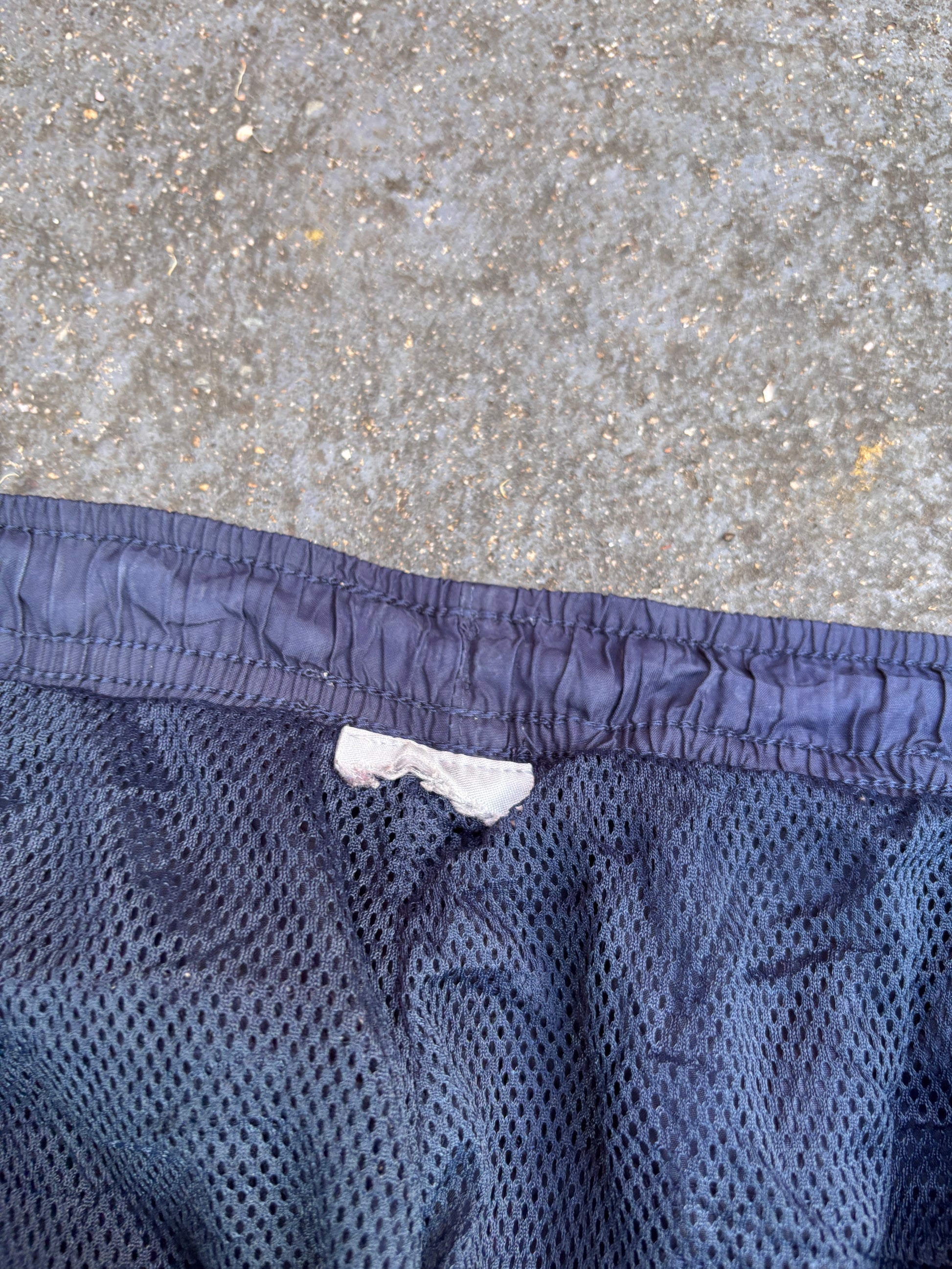 Vintage Y2K Nike Track Pants M Navy Grey Detail Classic Nylon Windbreakers