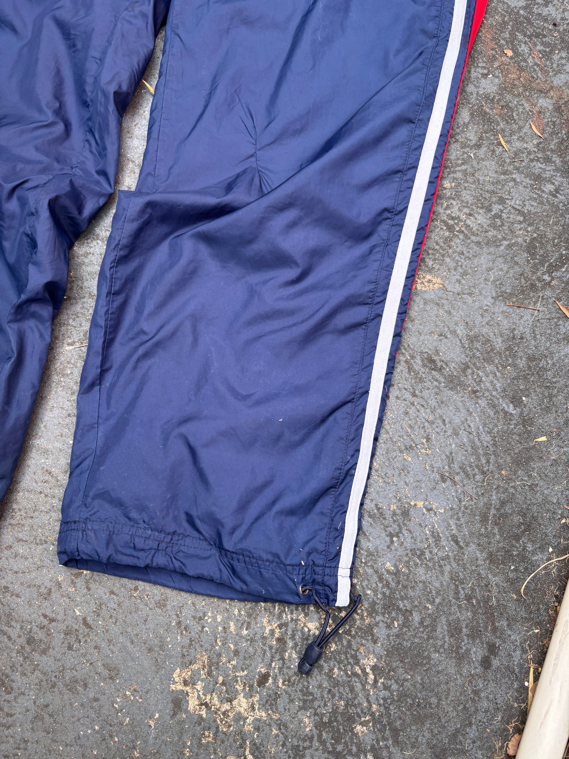 Vintage Y2K Nike Track Pants L Navy Red Cortez '72 Detail Wide Leg Bungee Ankle Windbreaker