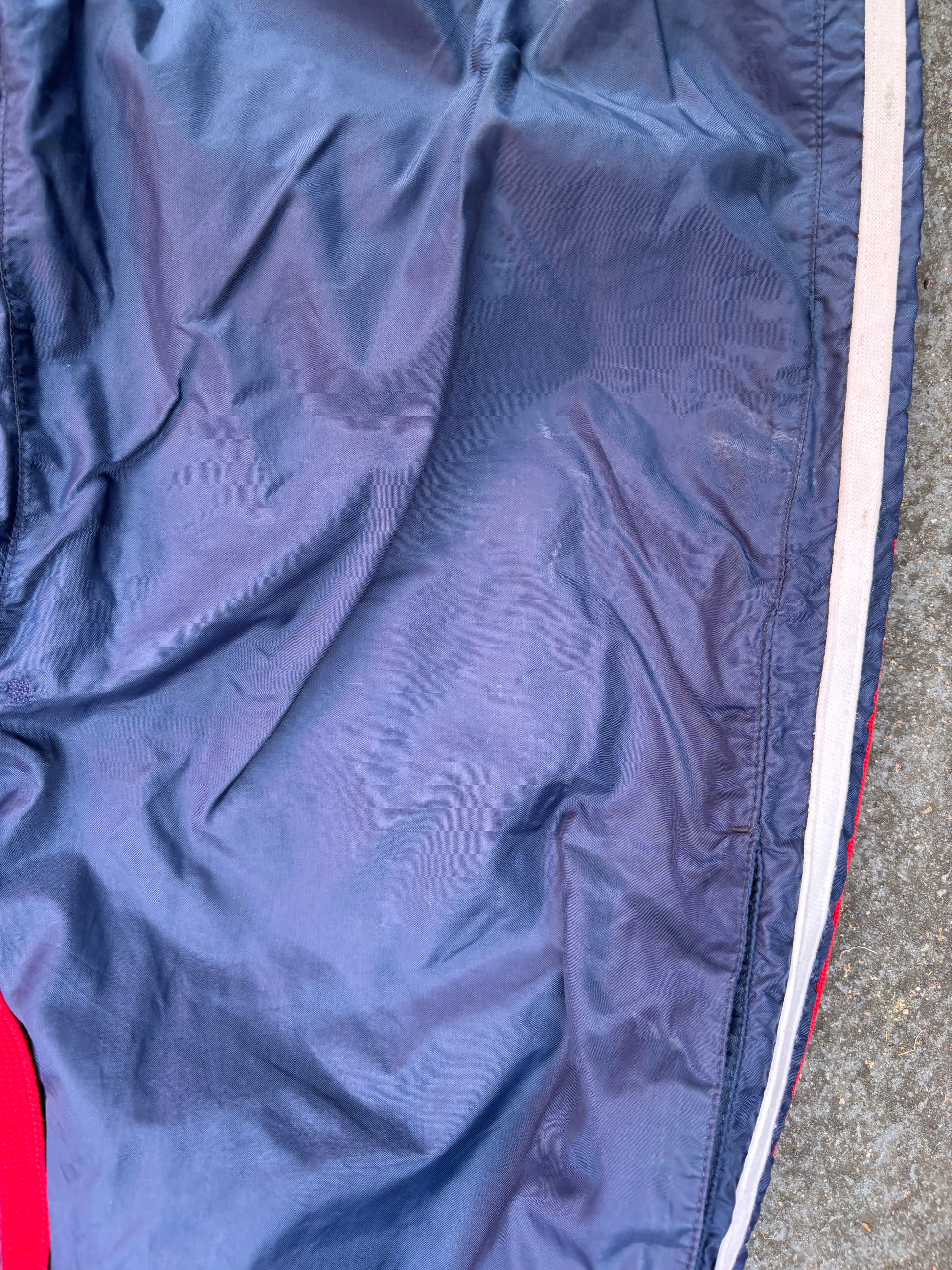 Vintage Y2K Nike Track Pants L Navy Red Cortez '72 Detail Wide Leg Bungee Ankle Windbreaker