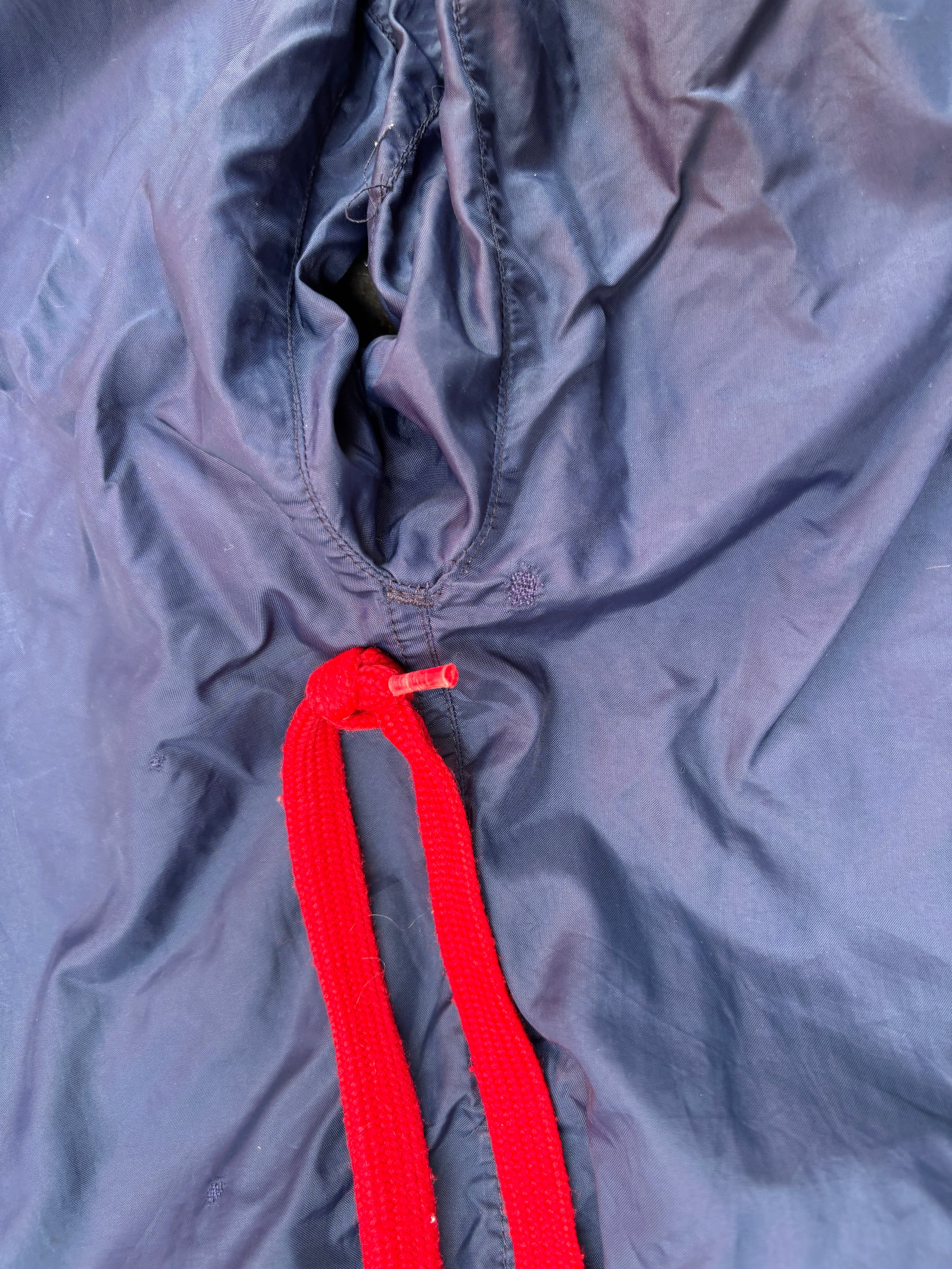 Vintage Y2K Nike Track Pants L Navy Red Cortez '72 Detail Wide Leg Bungee Ankle Windbreaker