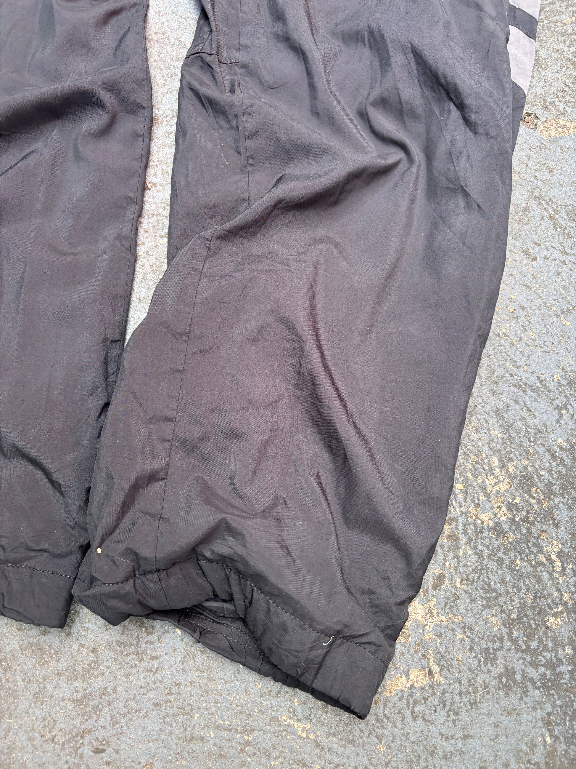 Vintage Y2K Nike Track Pants M Black Grey Swoosh Side Detail Wide Leg Windbreakers