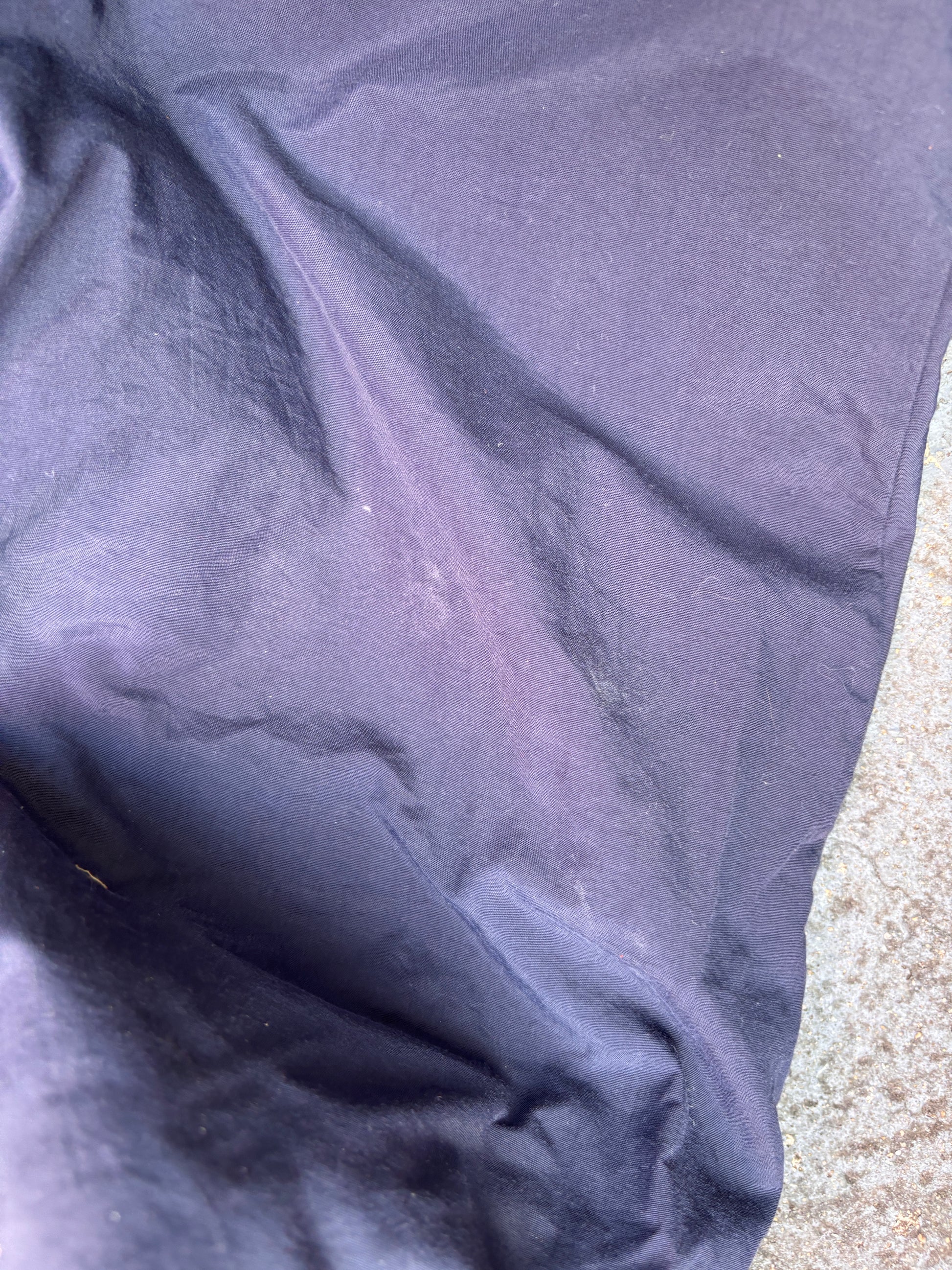 Vintage 90s Nike Track Pants Men’s L Navy Nylon Wide Leg White Swoosh Windbreakers