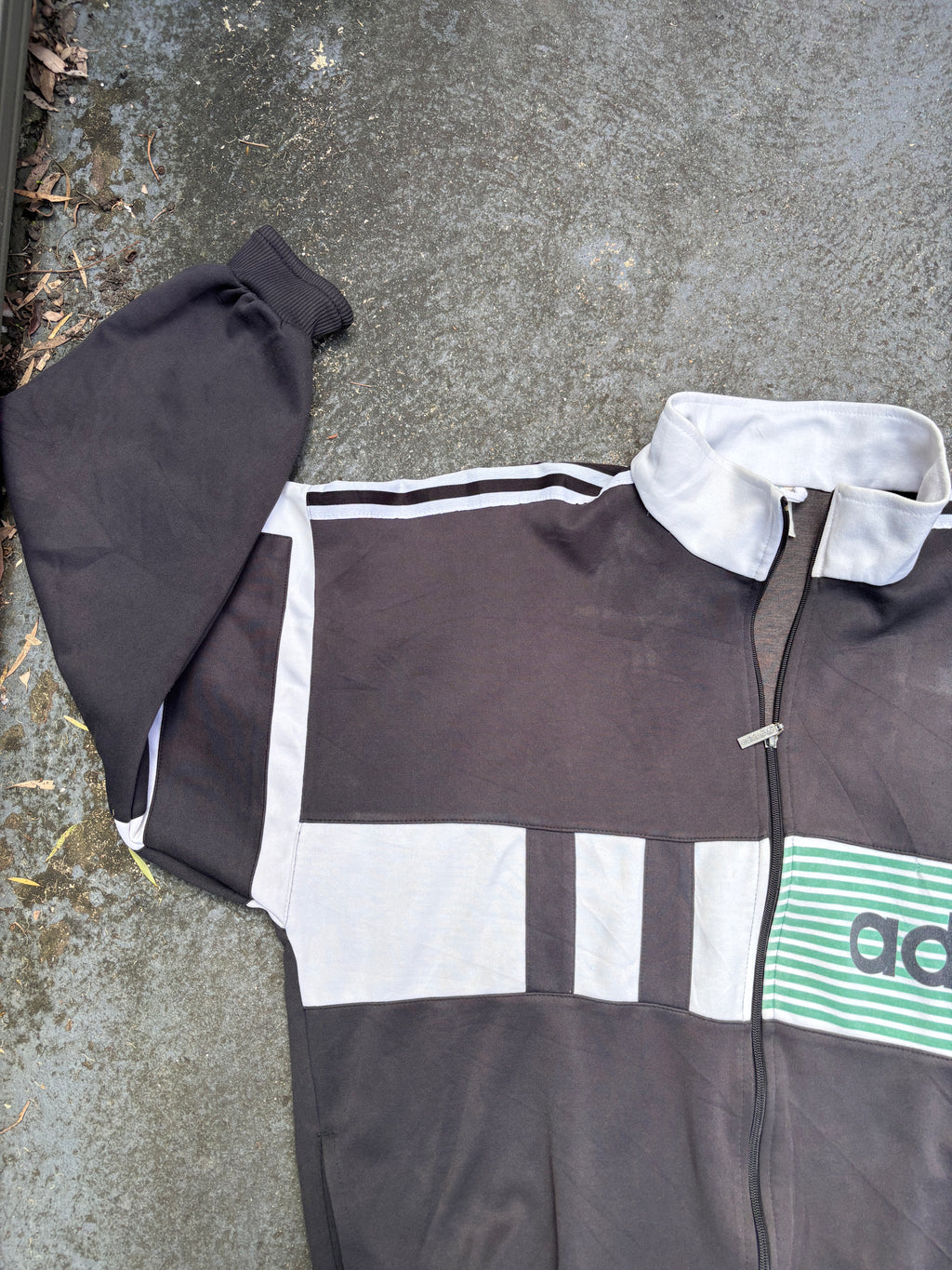 Vintage 90s Adidas Jumper Size XL Black White Detail Spell Out 3 Stripe Fleece Full Zip