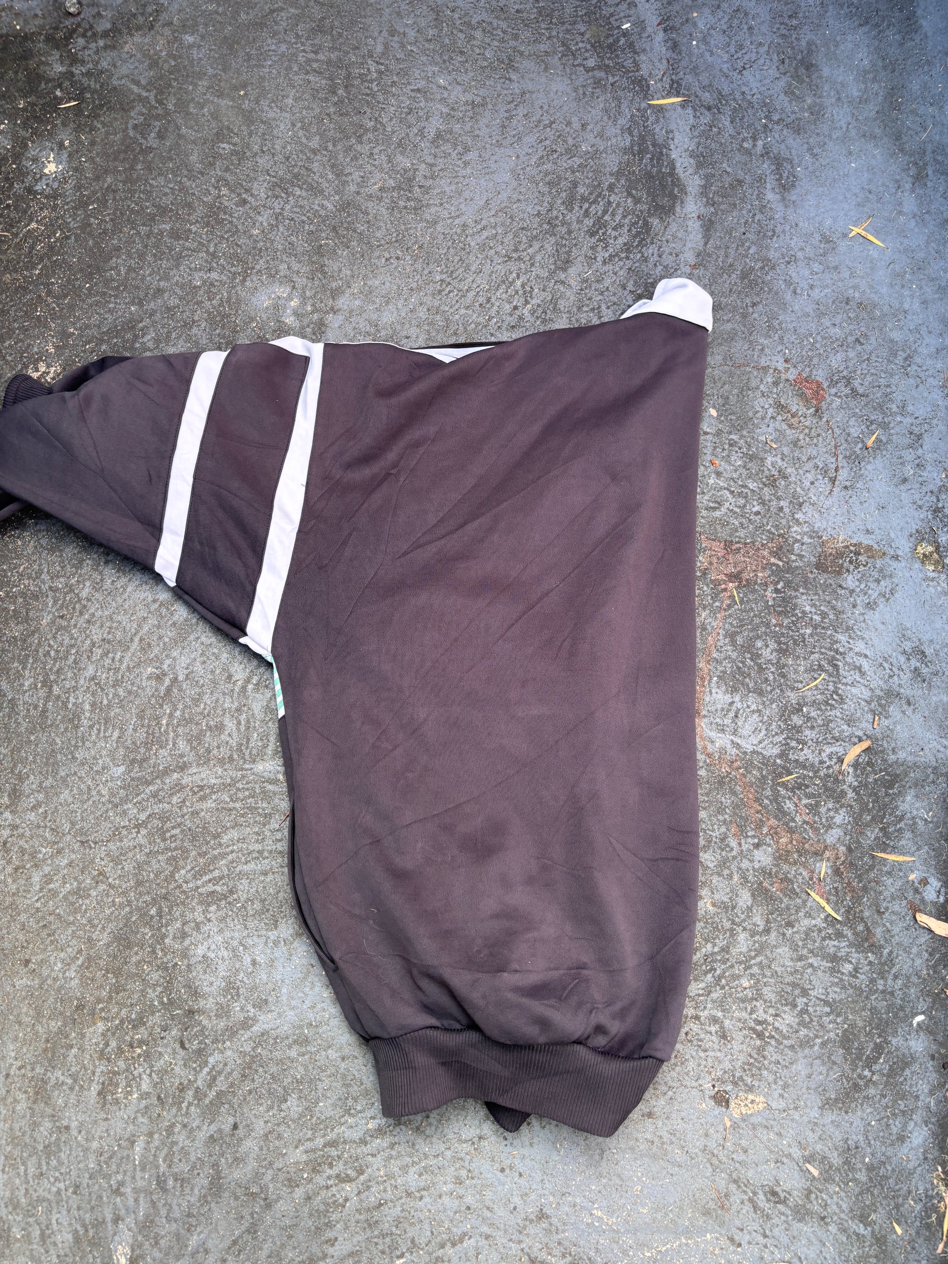 Vintage 90s Adidas Jumper Size XL Black White Detail Spell Out 3 Stripe Fleece Full Zip