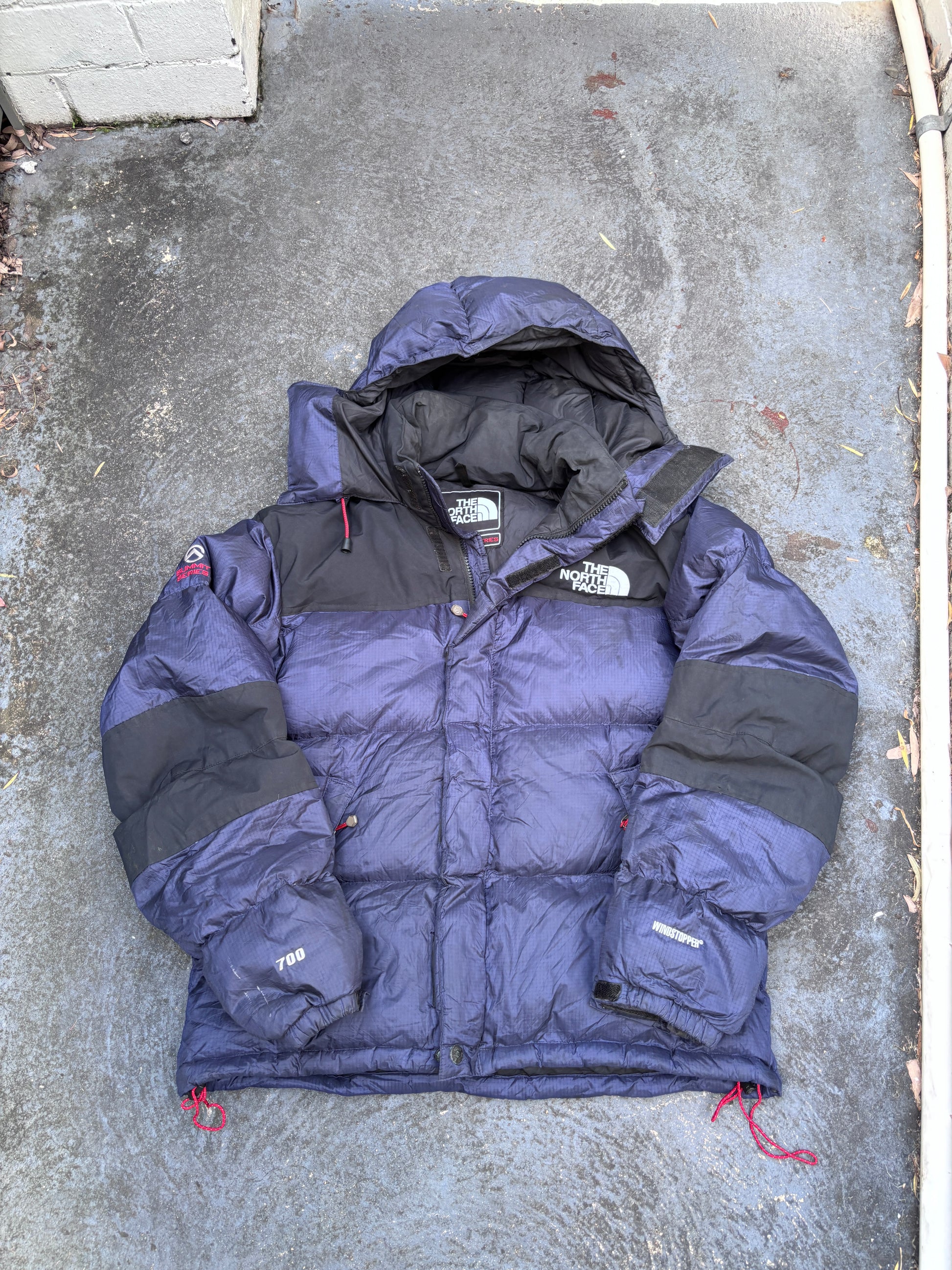 The North Face Puffer Jacket Womens S Blue/Black 700 Summit Series Down With Hood Nuptse
