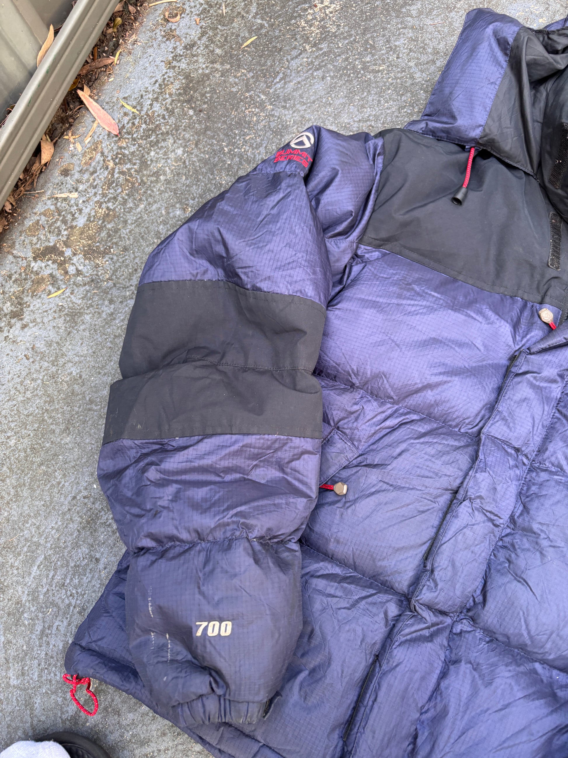 The North Face Puffer Jacket Womens S Blue/Black 700 Summit Series Down With Hood Nuptse