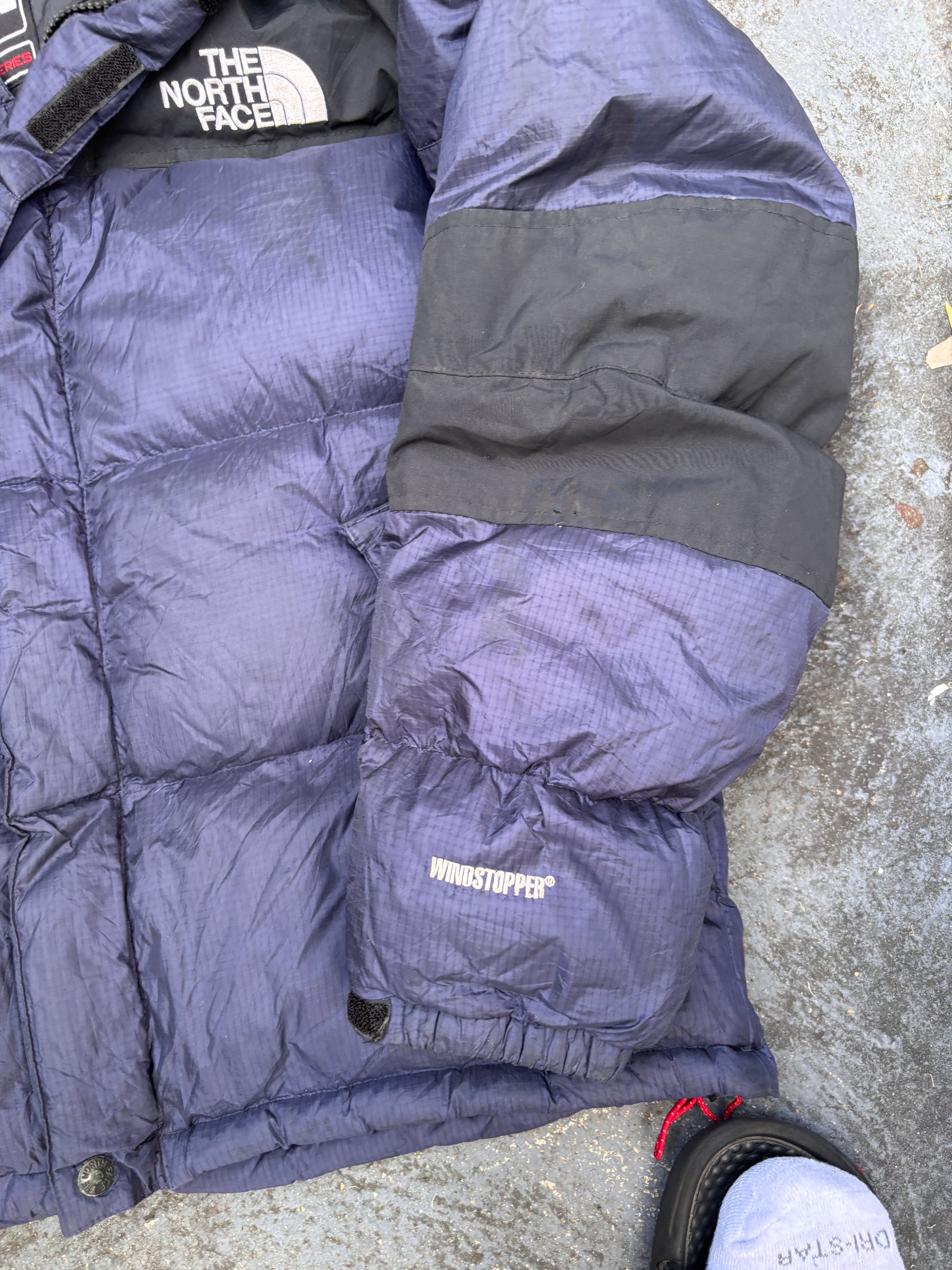 The North Face Puffer Jacket Womens S Blue/Black 700 Summit Series Down With Hood Nuptse
